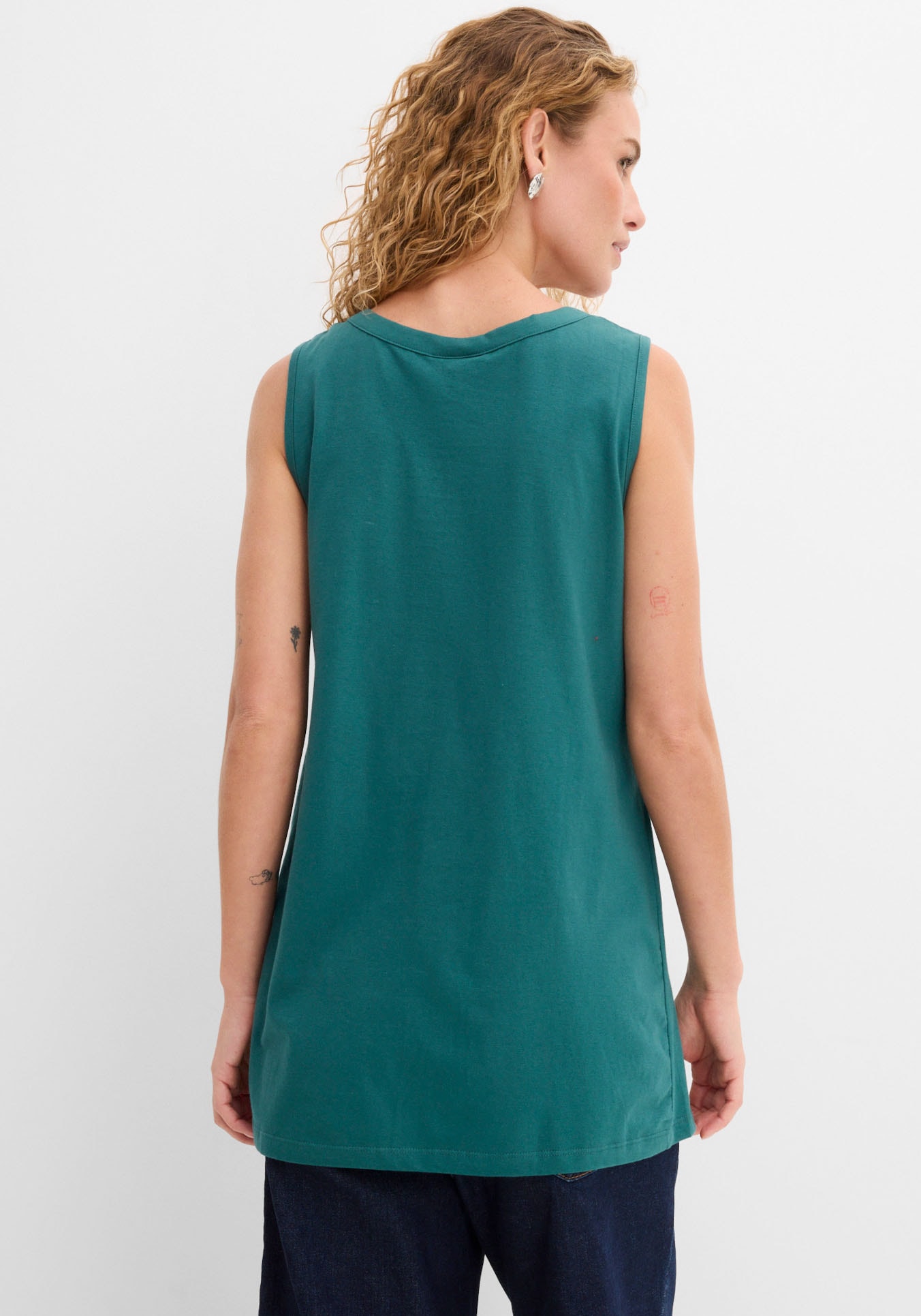 bonprix Top long »Long-Top« mit elegantem Faltendetail, lockere Passform, reine Baumwolle