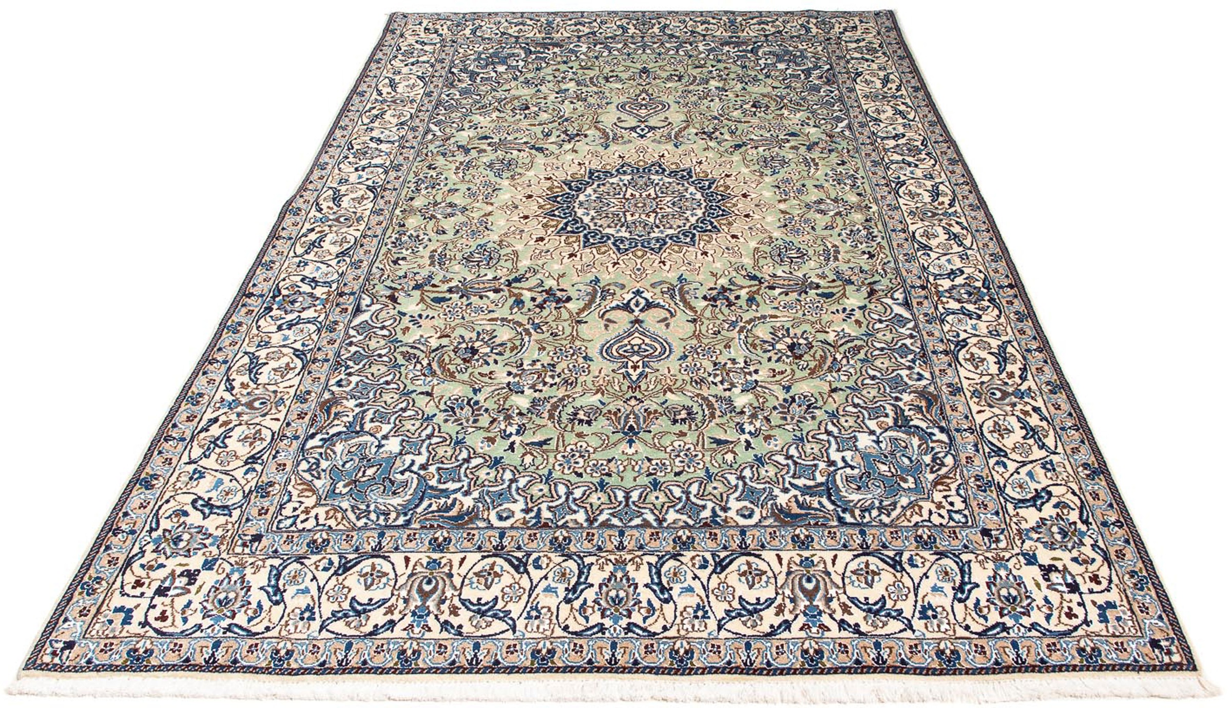 Image of morgenland Orientteppich »Perser - Nain - Royal - 254 x 155 cm - blau«, rechteckig, 10 mm Höhe, Wohnzimmer, Handgeknüpft, Einzelstück mit Zertifikat bei Ackermann Versand Schweiz
