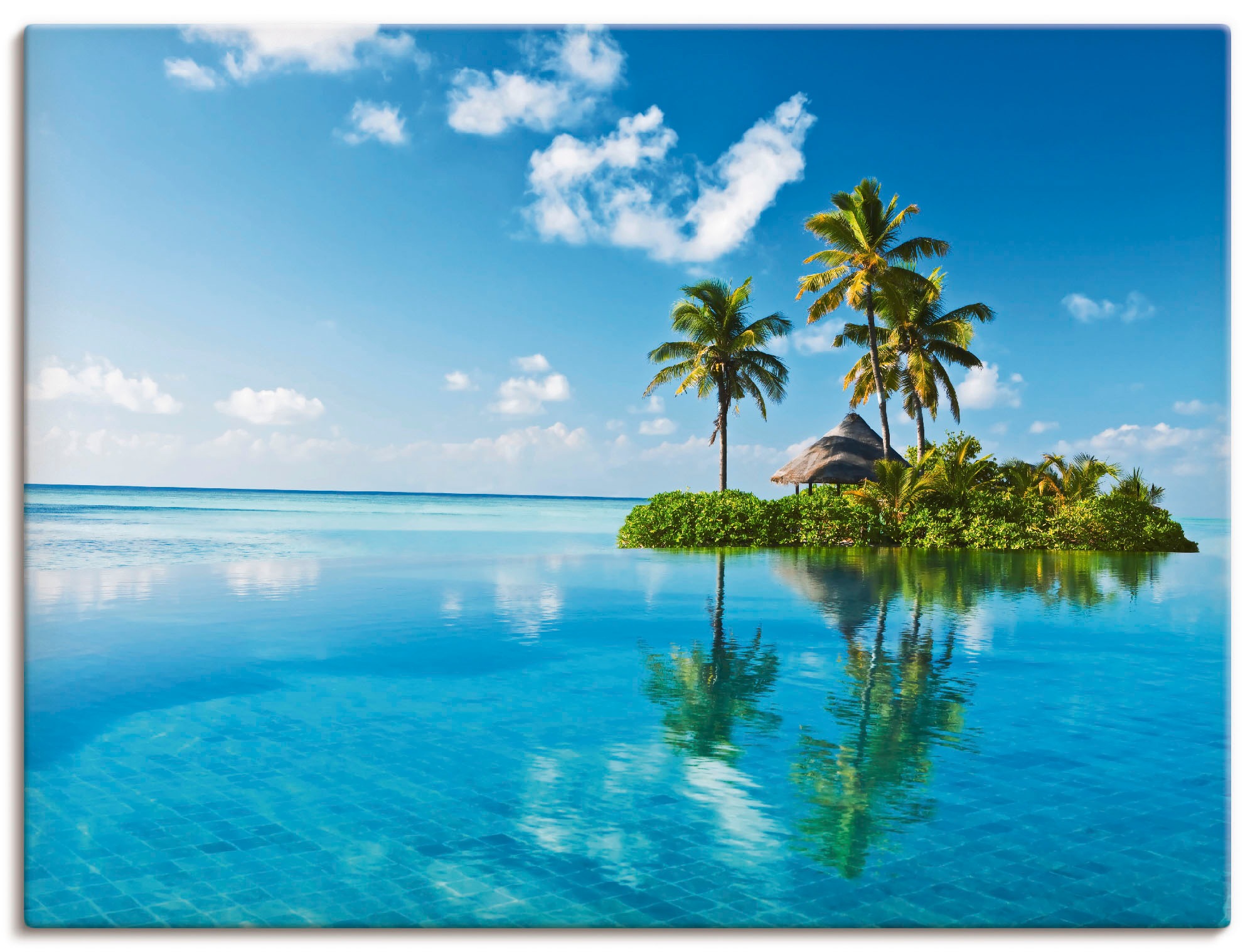 Image of Artland Leinwandbild "Tropisches Paradies - Insel Palmen Meer" Amerika 1 Stk. tlg. auf Holzrahmen gespannt