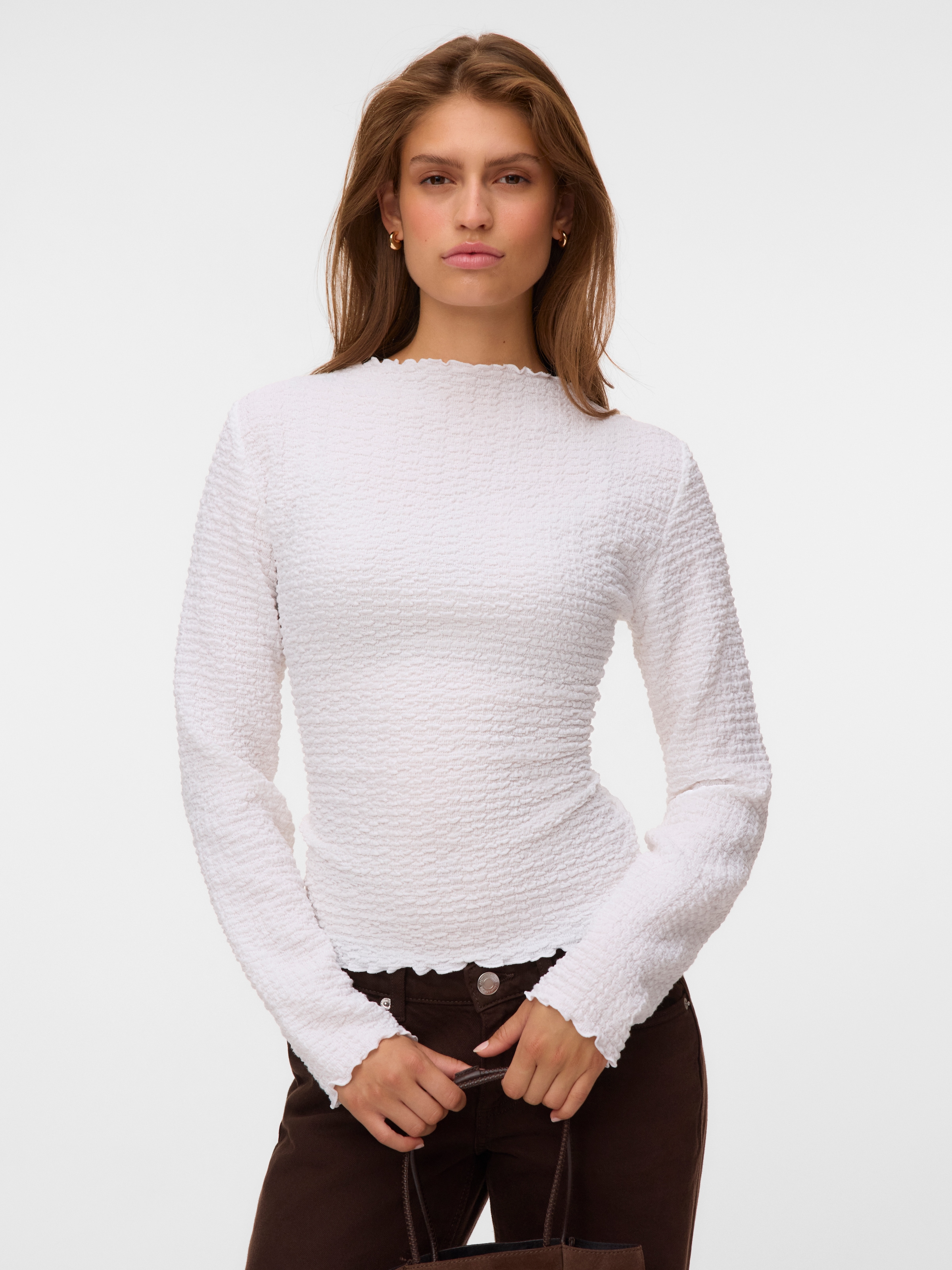 Vero Moda T-shirt à manches longues »VMZIA LS FUNNEL NECK TOP JRS NOOS« mélange coton, coupe régulière
