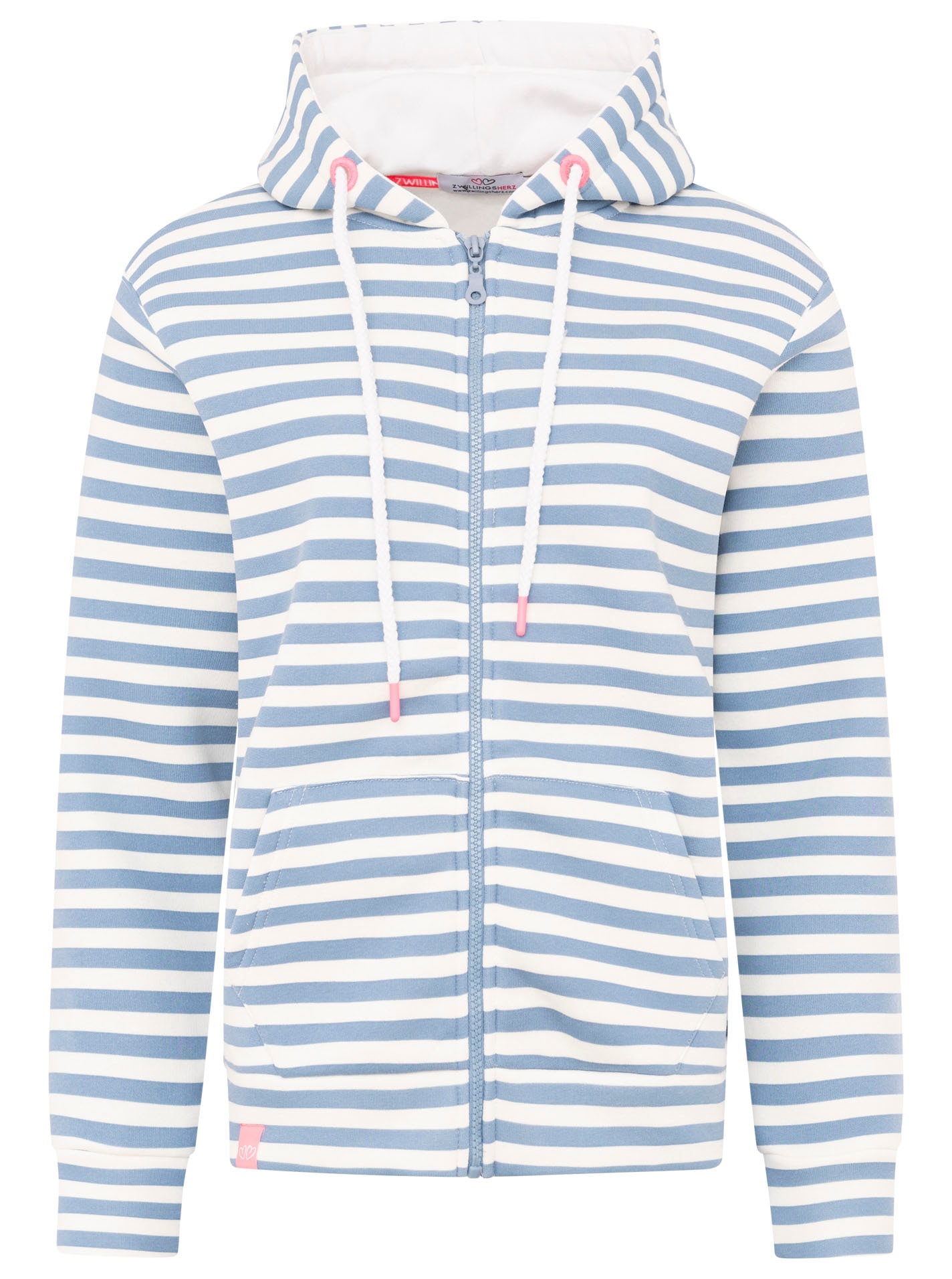 Zwillingsherz Kapuzensweatjacke Streifen, Kapuze, Reissverschluss, modisch, Langarm, Taschen