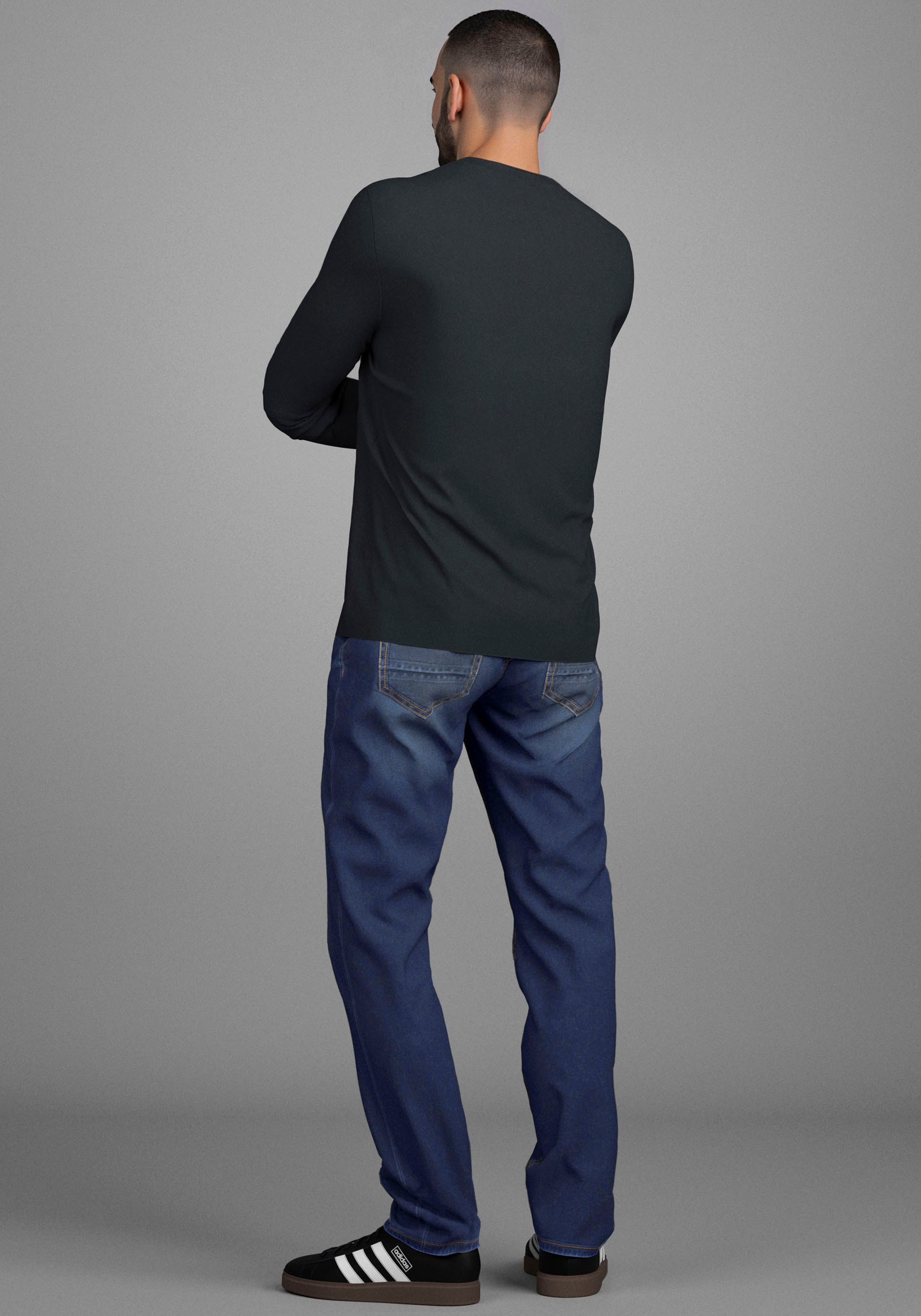 Bruno Banani T-shirt à manches longues schmal geschnitten, mit Marken Aufdruck