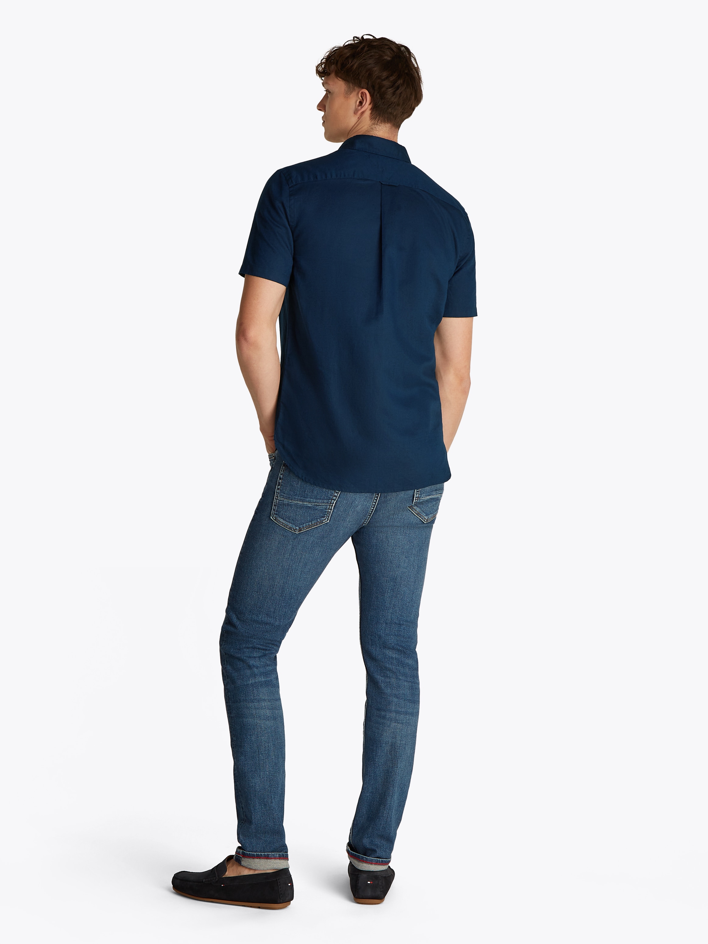 Tommy Hilfiger Kurzarmhemd »LINEN BLEND SOLID SS RF SHIRT«, mit Button-down-Kragen