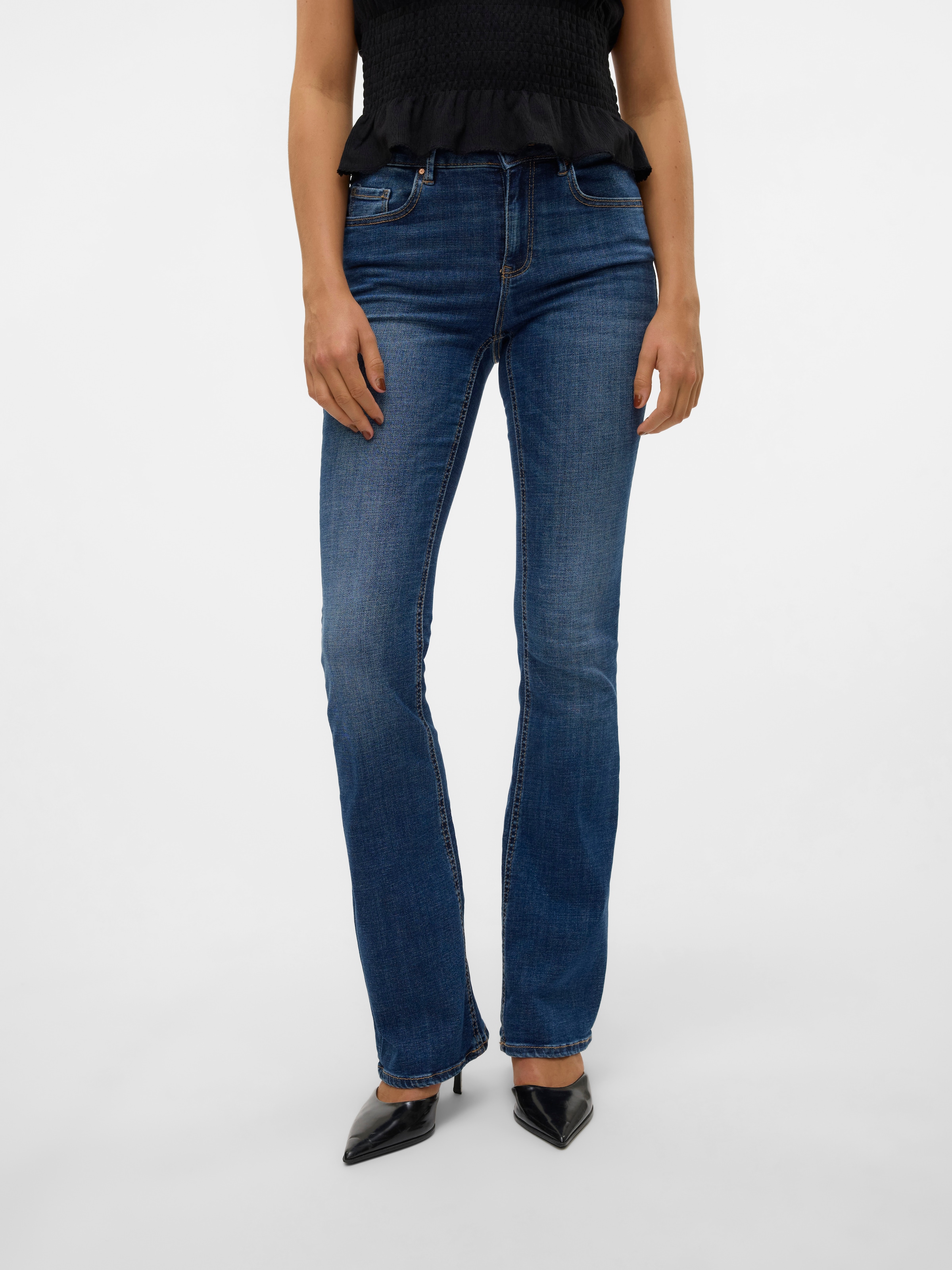 Image of Vero Moda Bootcut-Jeans "VMFLASH MR FLARED JEANS LI3110 GA NOOS" Baumwollmischung mit Stretch, regular waist, bootcut fit