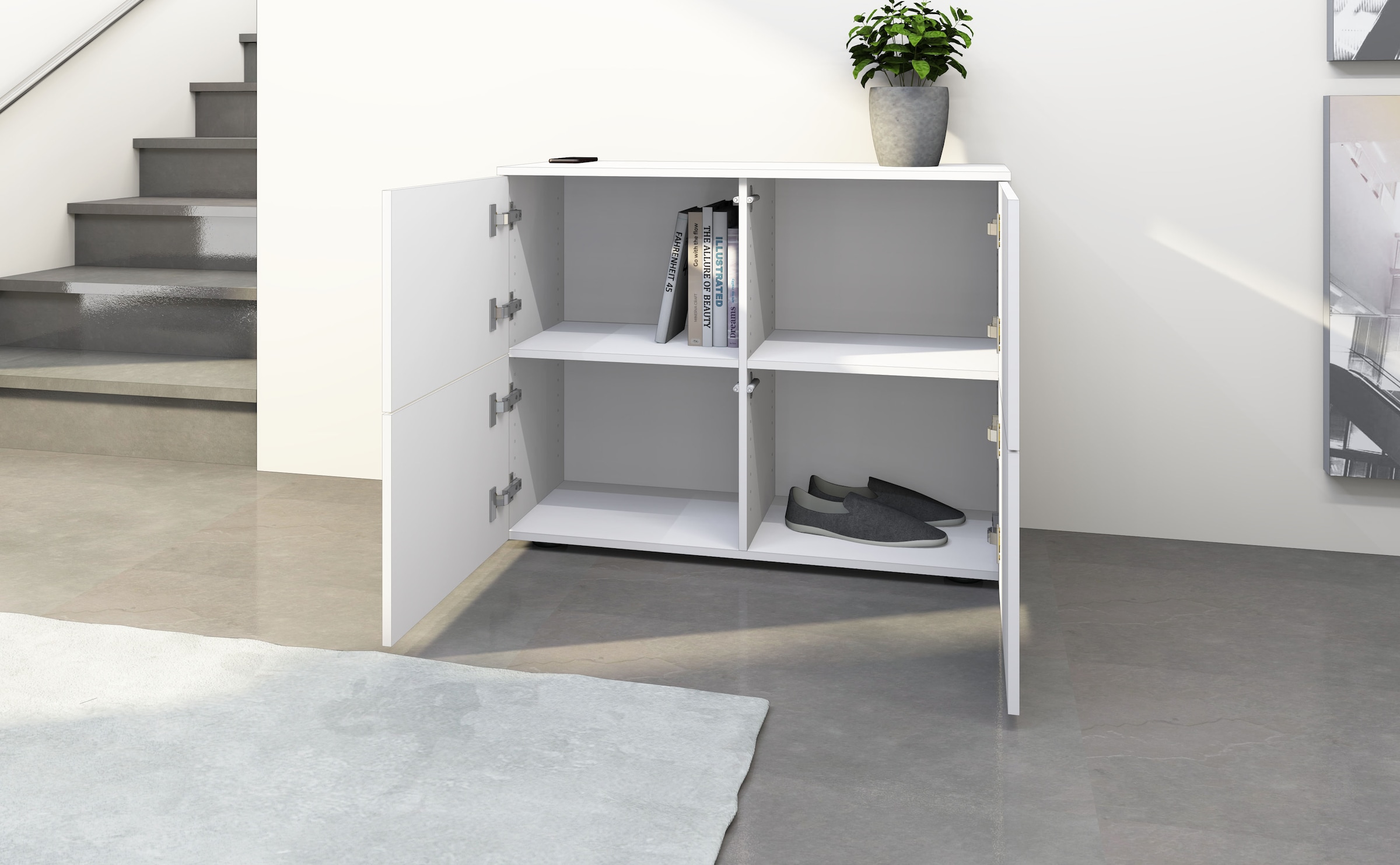 borchardt Möbel Kommode »Rova« Breite 93 cm, 4-türig, Kommode mit viel Stauraum, weiss-matt