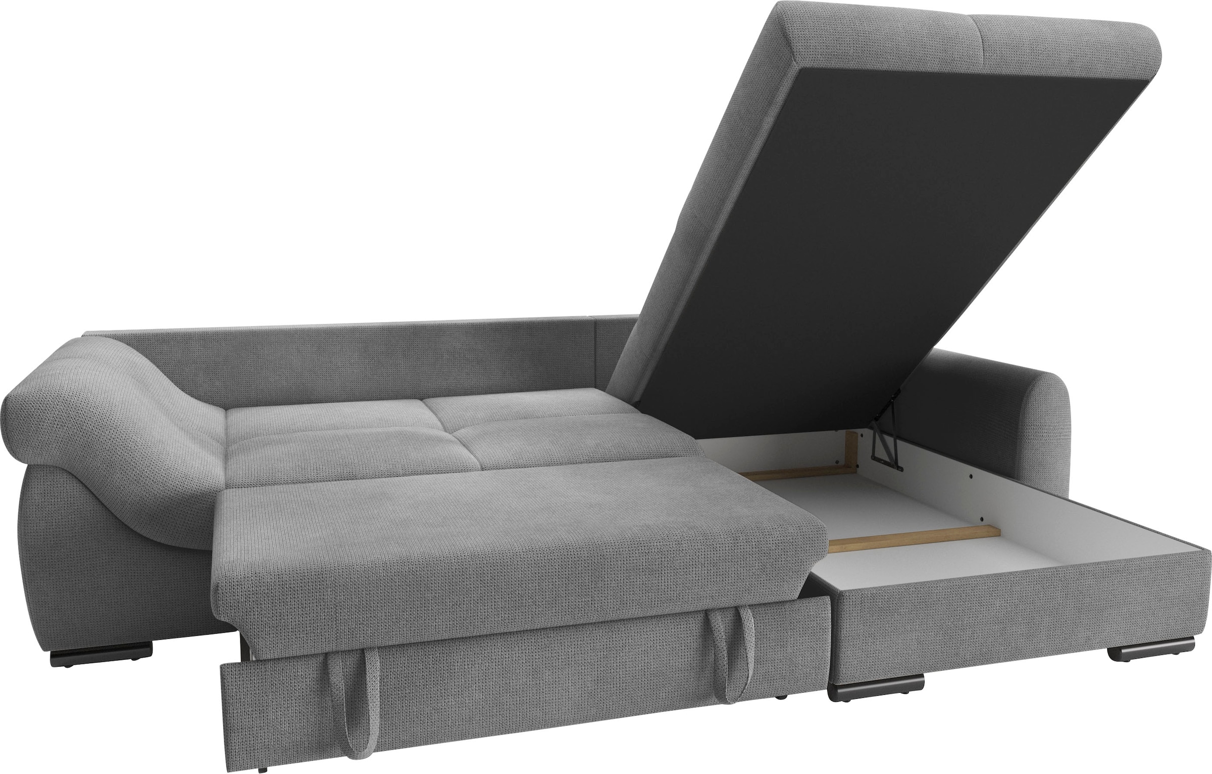 Mr. Couch Ecksofa »Livorno DuraFlex L-Form«, inkl. Hochschläfer-Bettauszug, XL-Bettkasten weiss beschichtet