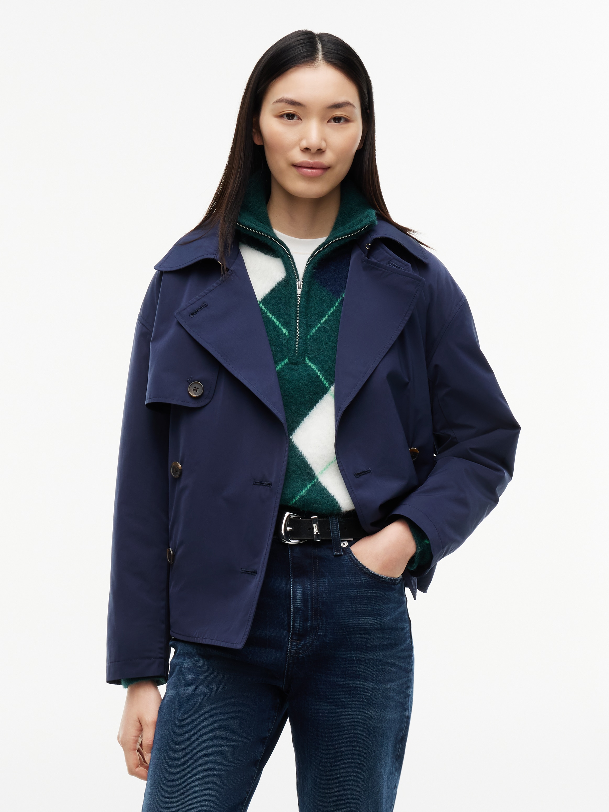 Image of Tommy Jeans Kurzjacke "TJW SHORT TRENCH JACKET" Materialmix
