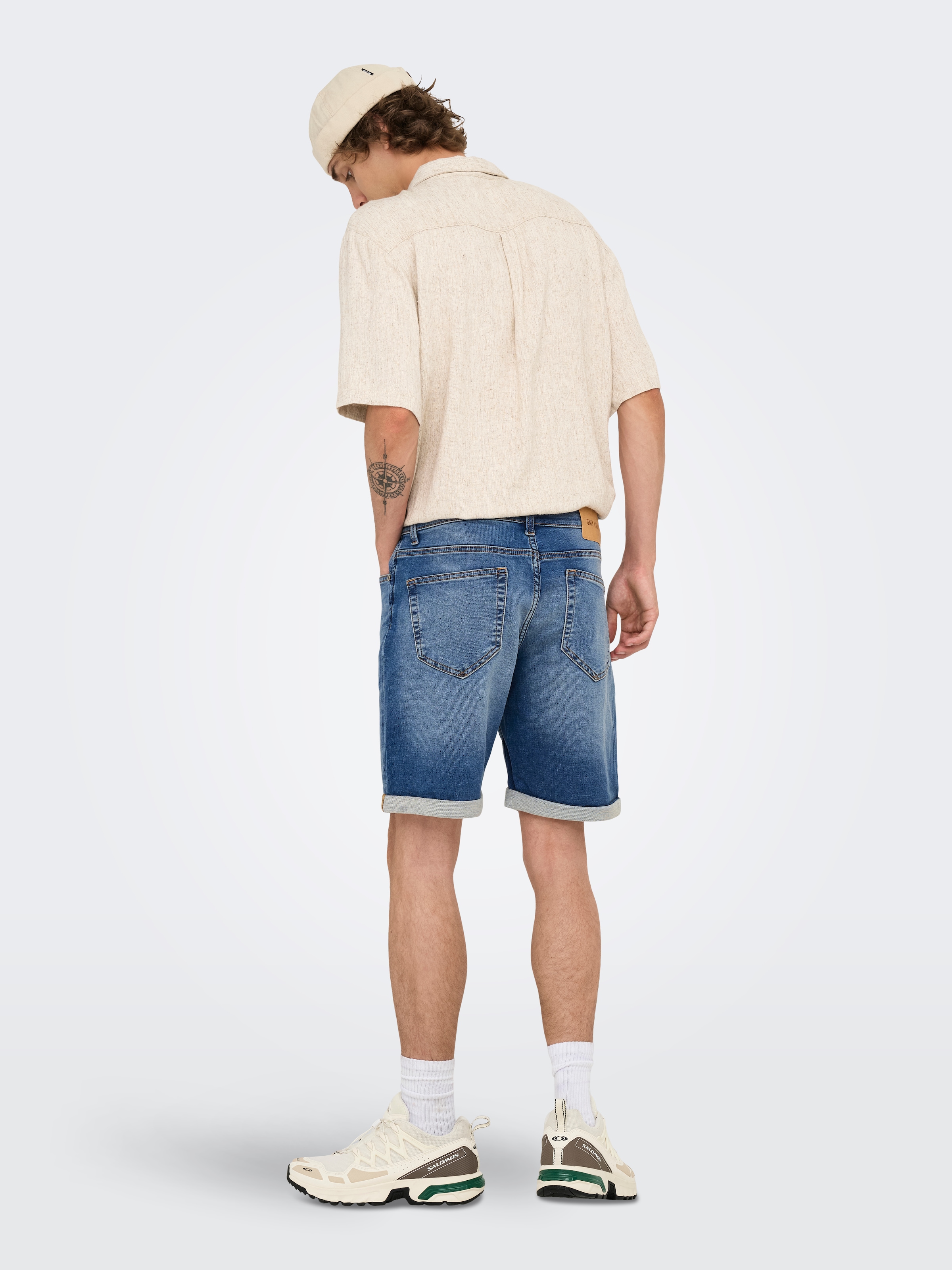 ONLY & SONS Short en jean »ONSPLY JOG MBD 0024 ANA DNM SHORTS NOOS« mélange coton, coupe régulière