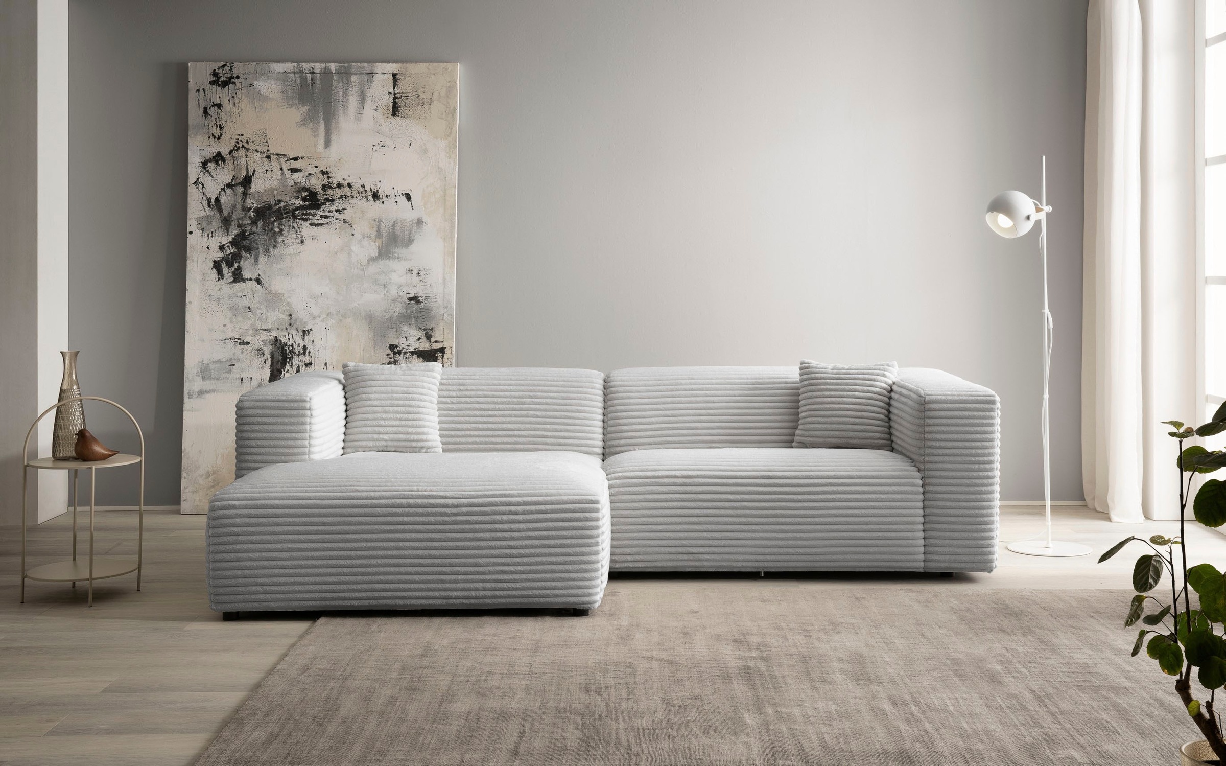 Home affaire Ecksofa »BAKELS, L-Form in Cord oder Boucle-Stoff, moderne Couch« wahlweise Recamiere rechts/links, bequemer Sitzkomfort
