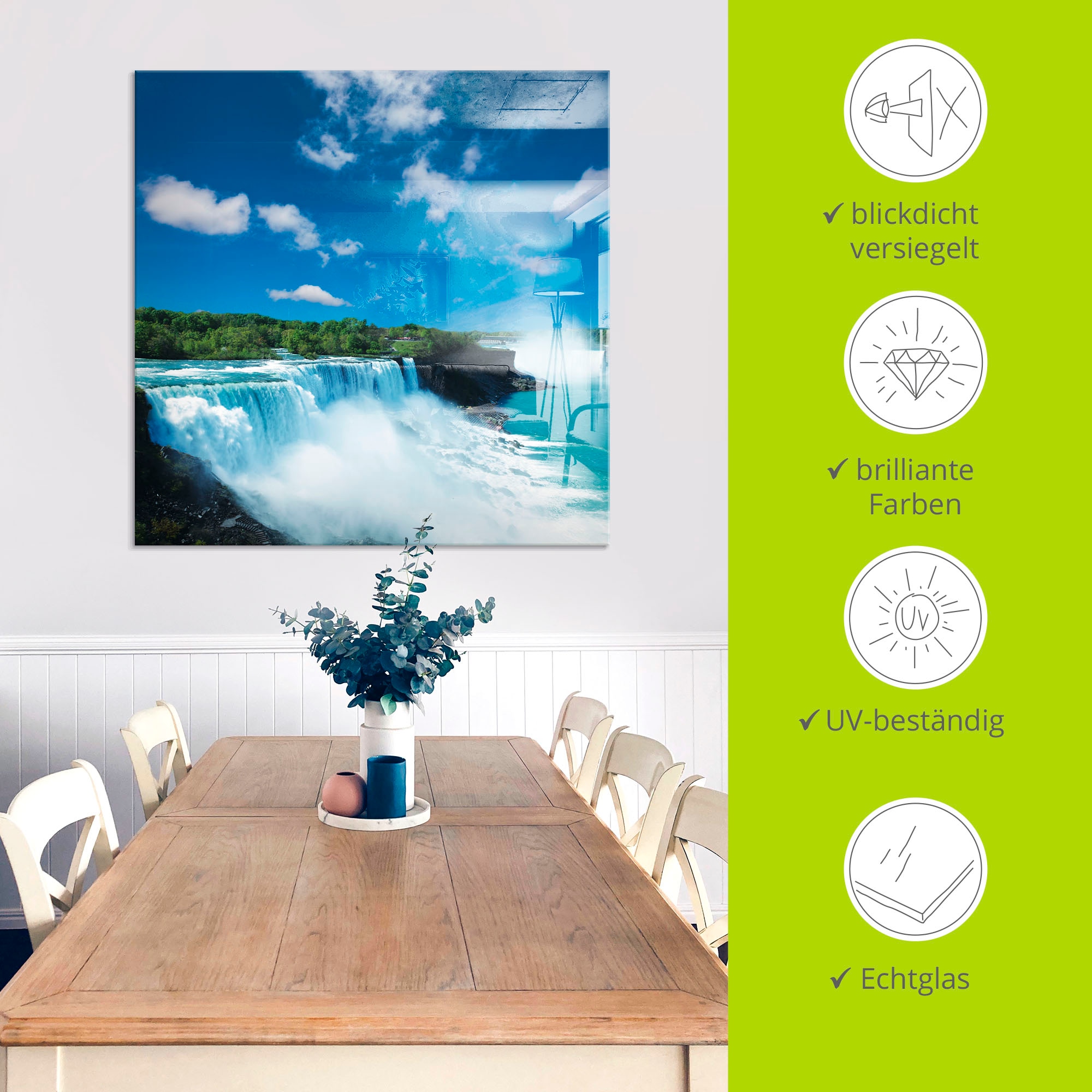 Artland Glasbild »Niagara«, Gewässer, (1 St.), in verschiedenen Grössen