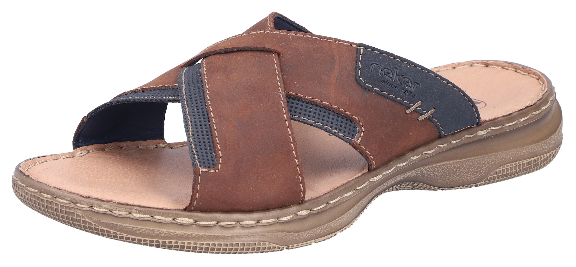 Image of Rieker Pantolette Sommerschuh, Strandschuh, Urlaubsschuh mit Kreuzbandage