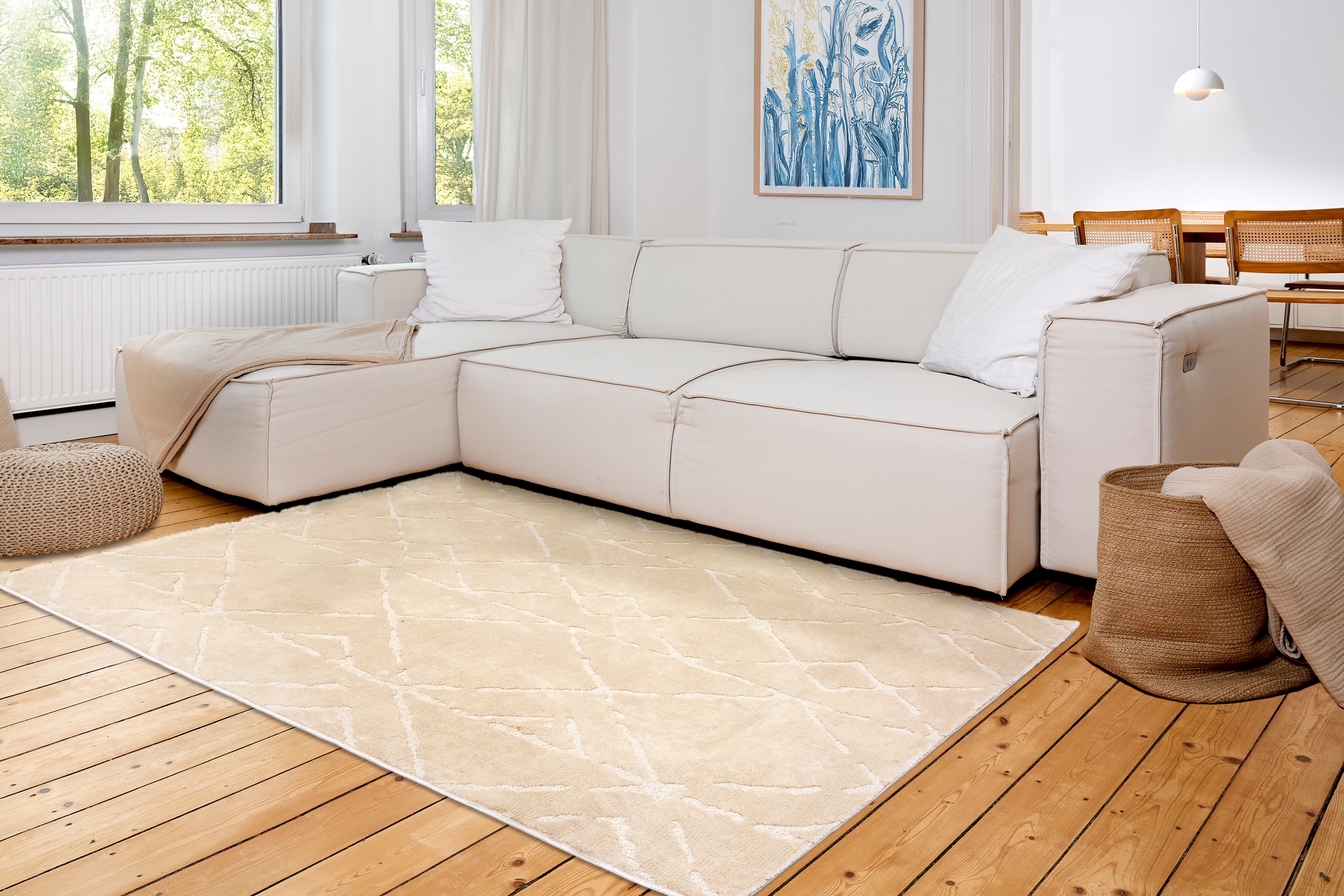 ASTRA Teppich »Lou 252«, rechteckig, 10 mm Höhe, Hoch Tief Struktur, Kurzflor, Wohnzimmer, Schlafzimmer