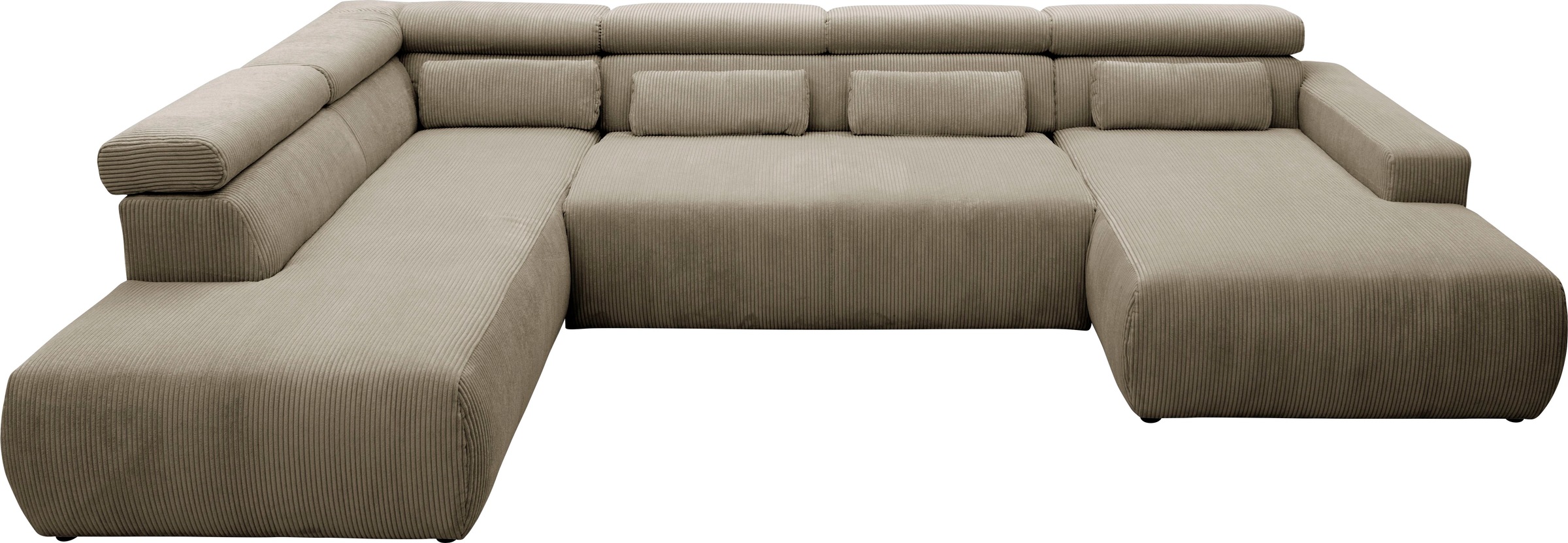 DOMO collection Wohnlandschaft »Brandon viele Bezugsarten, auch in Cord und Leder, incl. Nierenkissen«, mit Kopfteilverstellung, wahlweise Sitztiefenverstellung, U-Form