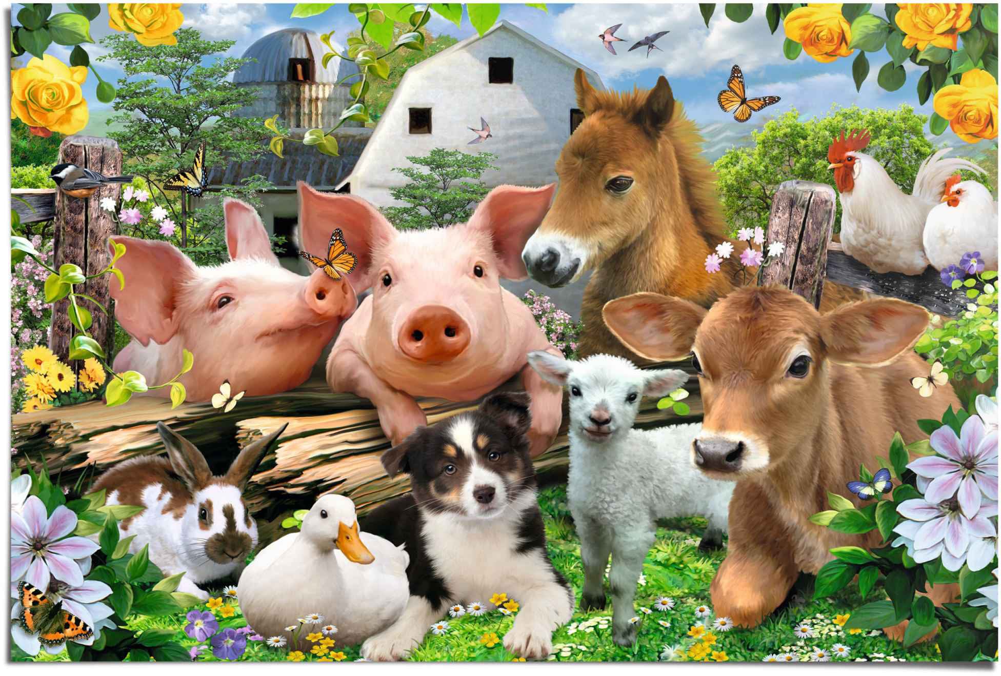 Image of Reinders Poster "Bauernhoftiere Niedlig - Fröhlich" 1 Stk. tlg.