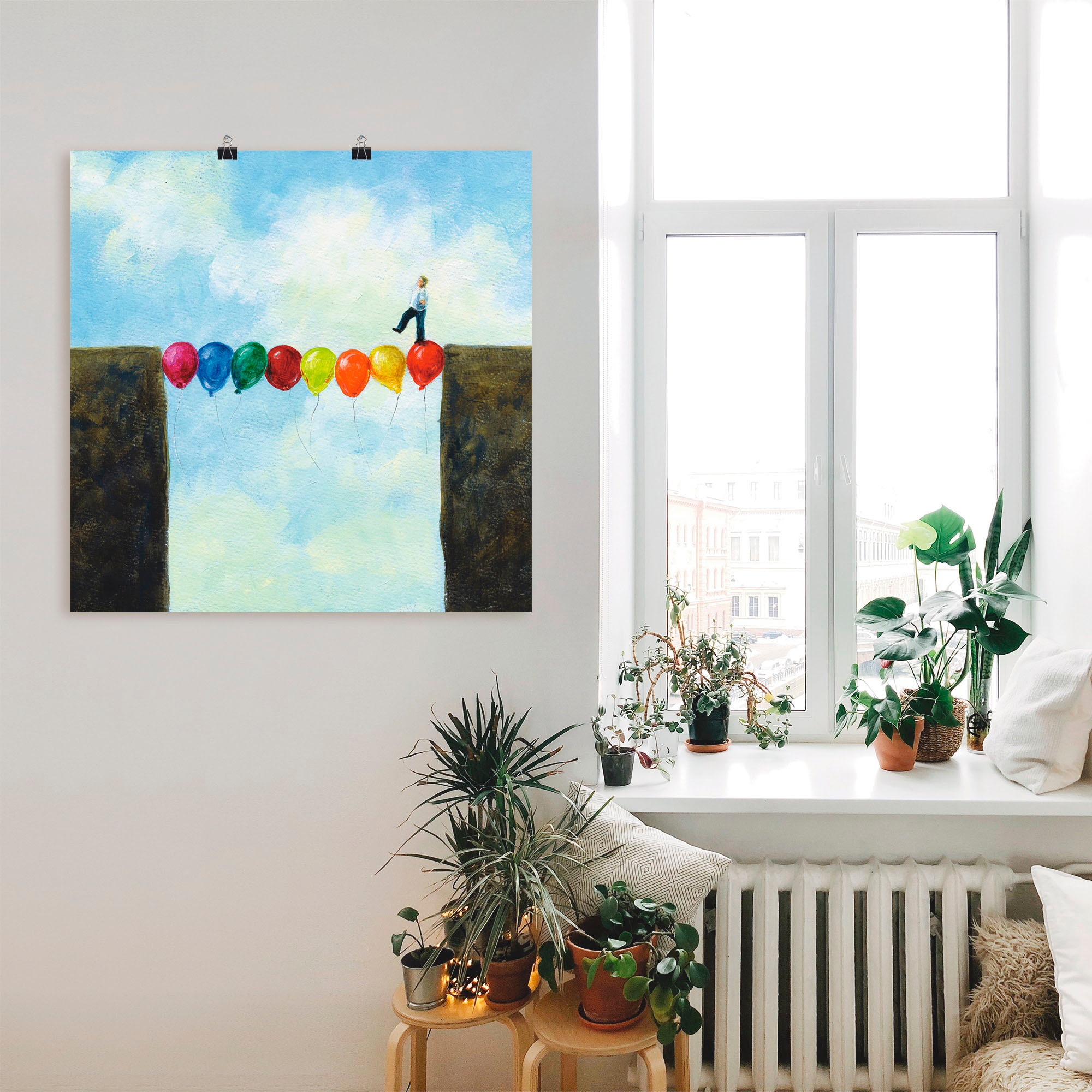 Artland Wandbild »Eine Brücke schlagen«, Mann, (1 St.), als Leinwandbild, Poster in verschied. Grössen