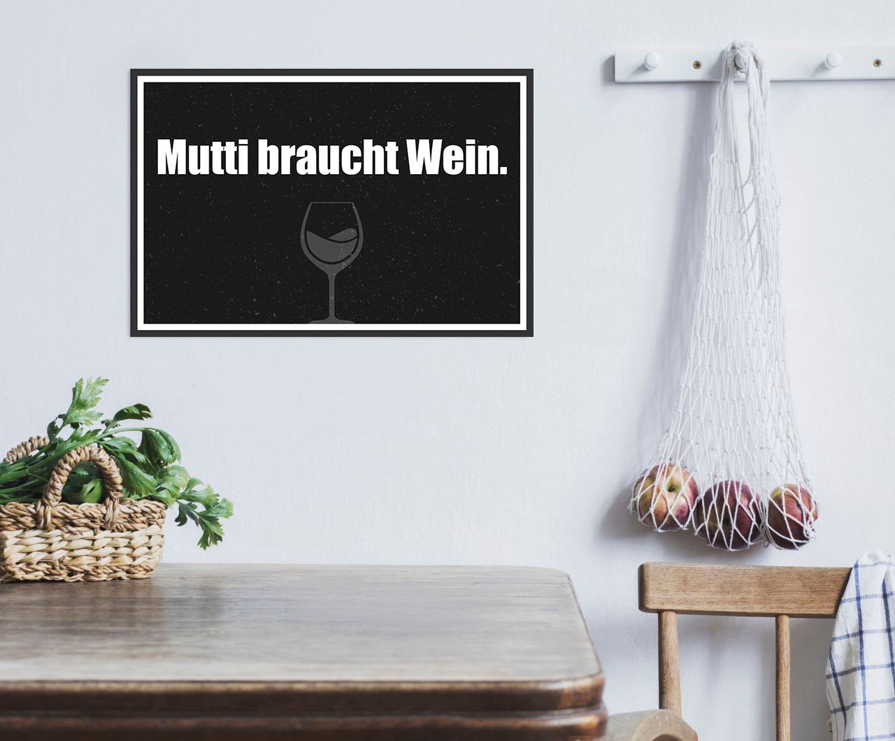 Image of queence Metallbild "Mutti braucht Wein" Getränke Schriftzug Schriftzüge 1 Stk. tlg. Stahlschilder