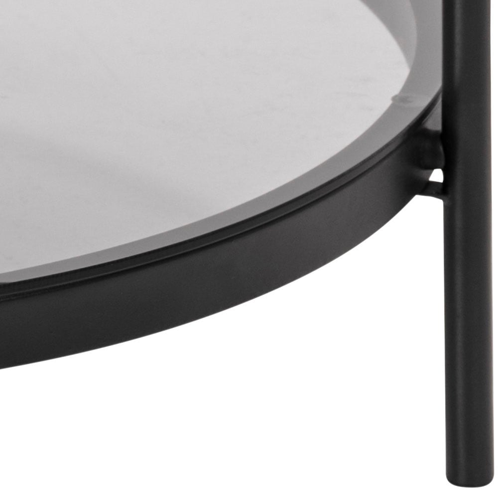 ACTONA GROUP Table basse »Bayern« Plateau de table en verre fumé, structure métal, tablette, forme ronde