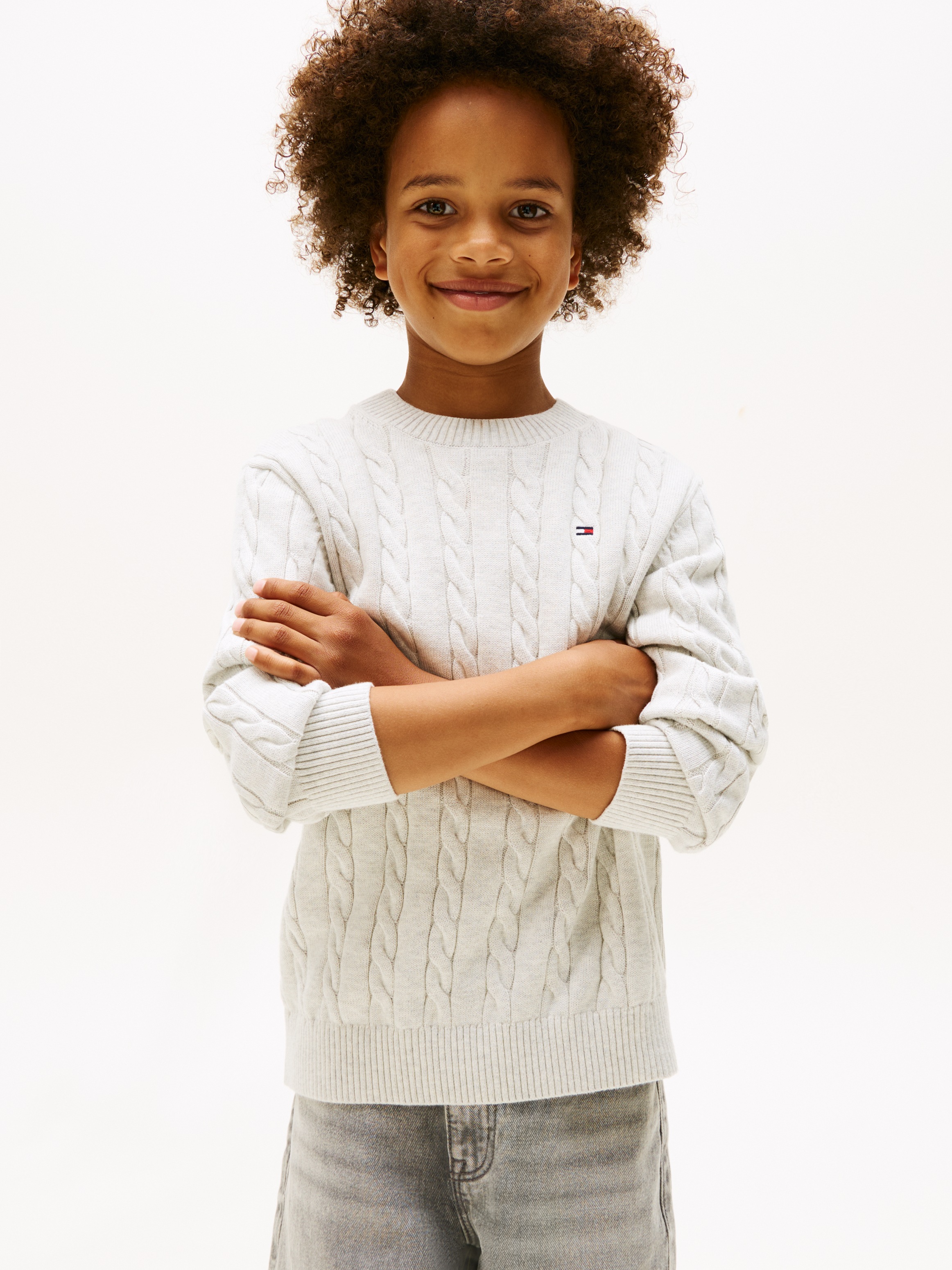Tommy Hilfiger Strickpullover »COTTON CABLE SWEATER«, für Kinder bis 16 Jahre, mit Zopfmuster