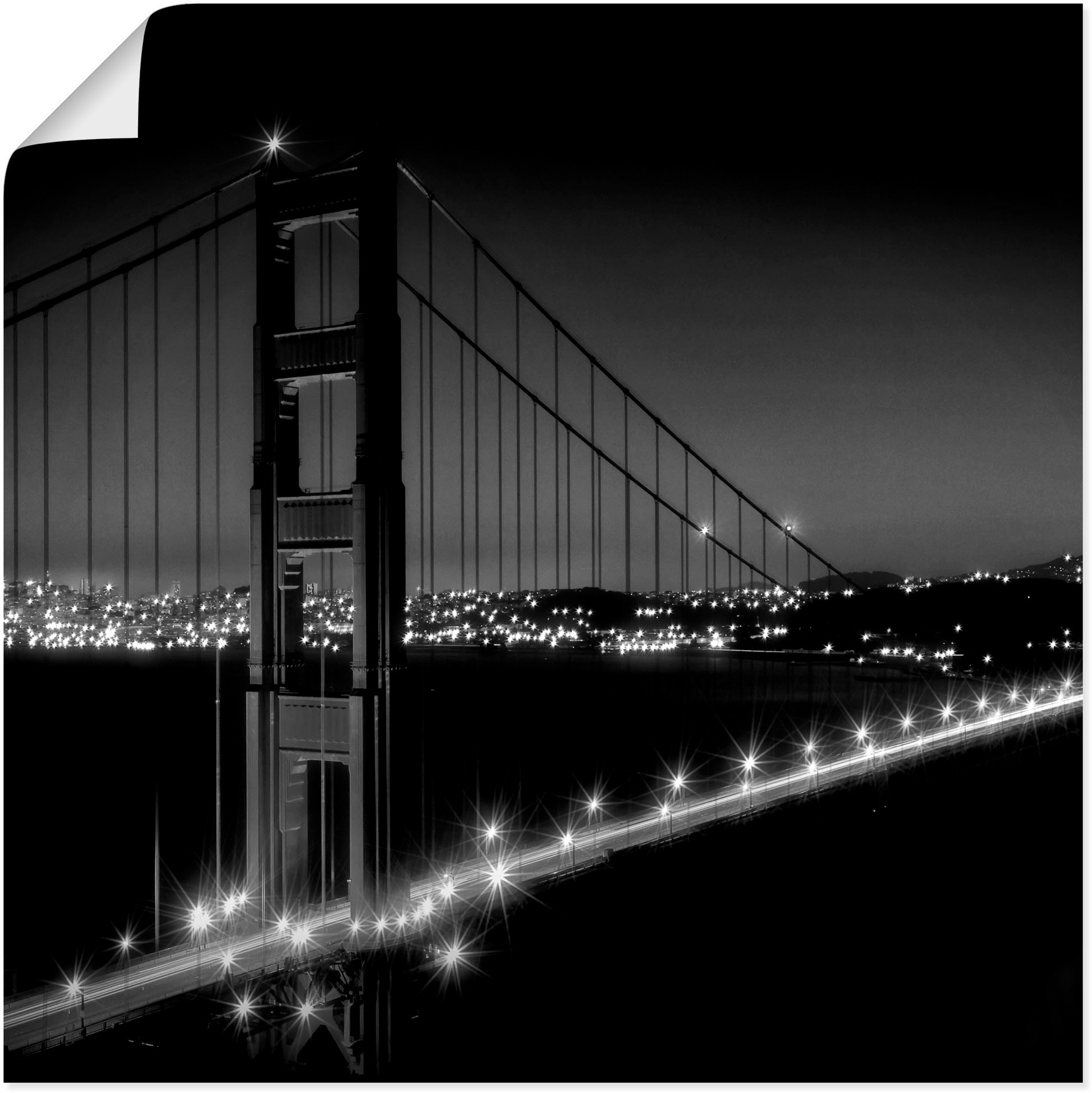 Image of Artland Wandbild »Golden Gate Bridge am Abend«, Amerika, (1 St.), in vielen Grössen & Produktarten - Alubild / Outdoorbild für den Aussenbereich, Leinwandbild, Poster, Wandaufkleber / Wandtattoo auch für Badezimmer geeignet bei Ackermann Versand Schweiz