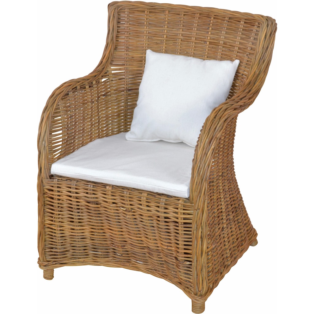 Home affaire Rattanstuhl, aus handgeflochtenem Rattan und grosser Sitzschale, Breite 62 cm