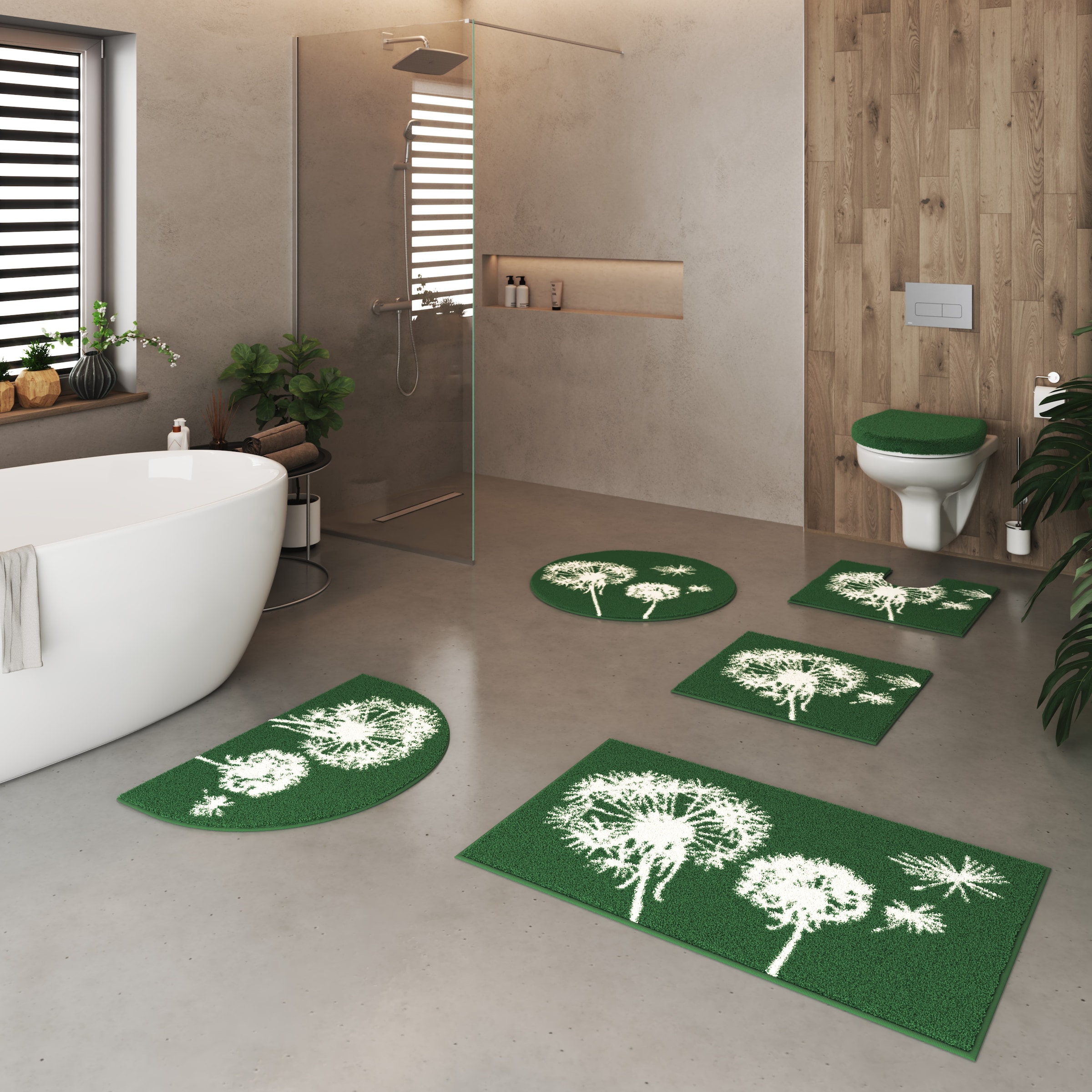 Grund Badematte »Pusteblume, Badvorleger, Badezimmer Teppich, sehr weich«, rutschhemmend beschichtet, schnell trocknend-fussbodenheizungsgeeignet, weiche Haptik, auch als 2-teiliges Set erhältlich, Made in Europe
