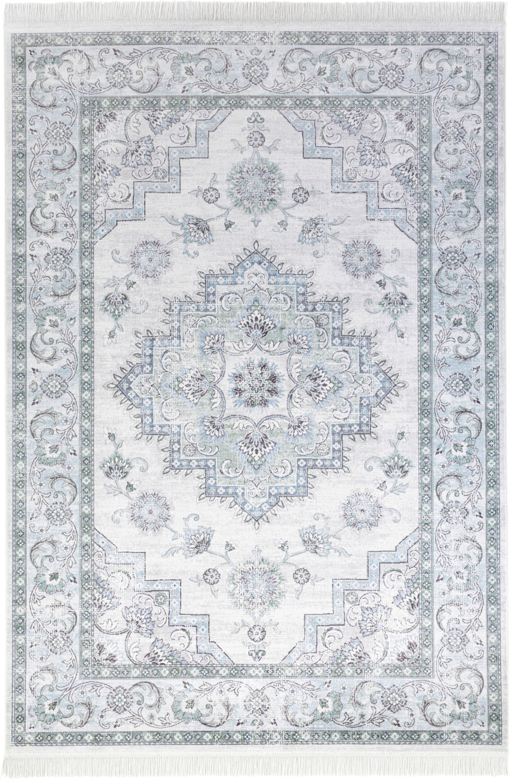 Image of NOURISTAN Teppich »Antique Heriz«, rechteckig, 5 mm Höhe, Teppich mit Fransen, Seiden Optik, Orient Design, Gekettelt, Wohnzimmer, Schlafzimmer, Robust, Pflegeleicht bei Ackermann Versand Schweiz