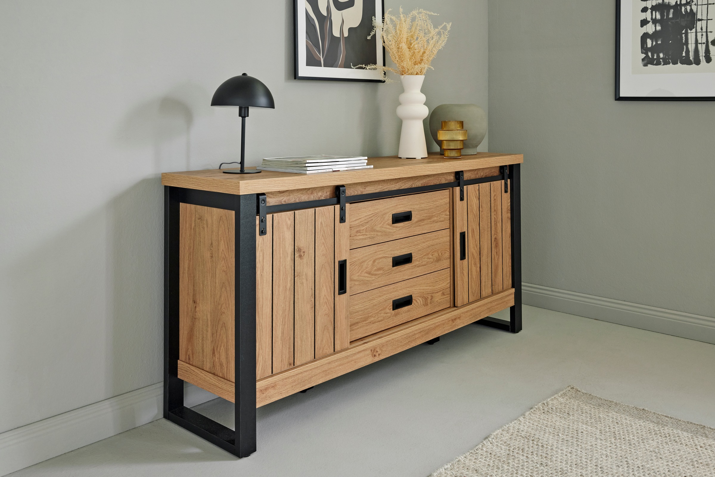 Jahnke Sideboard »SLIDE SBS 150« 1 Stk. tlg. Sideboard mit 2 Schiebetüren, Metallgestell, Breite ca. 150cm