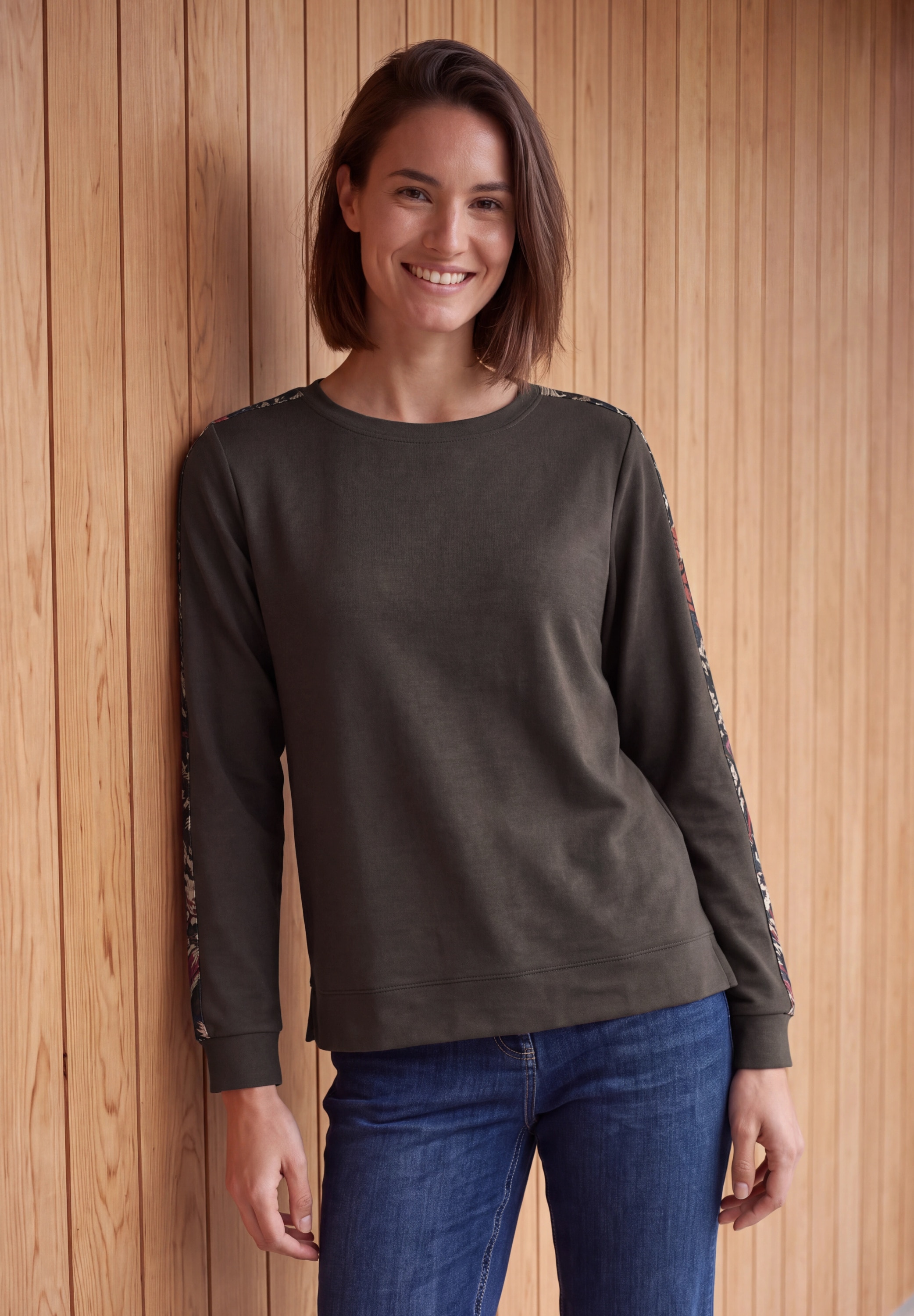 Image of Cecil Langarmshirt mit Boat Neck und Print-Tape