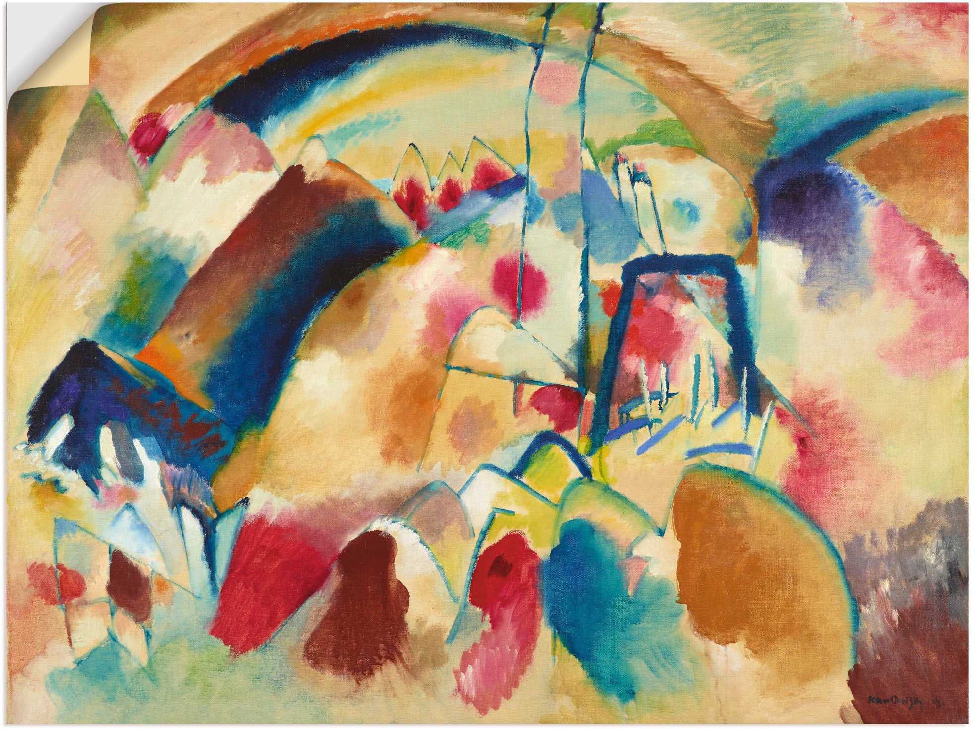 Image of Artland Wandbild »Landschaft mit Kirche«, Gegenstandslos, (1 St.), in vielen Grössen & Produktarten -Leinwandbild, Poster, Wandaufkleber / Wandtattoo auch für Badezimmer geeignet bei Ackermann Versand Schweiz