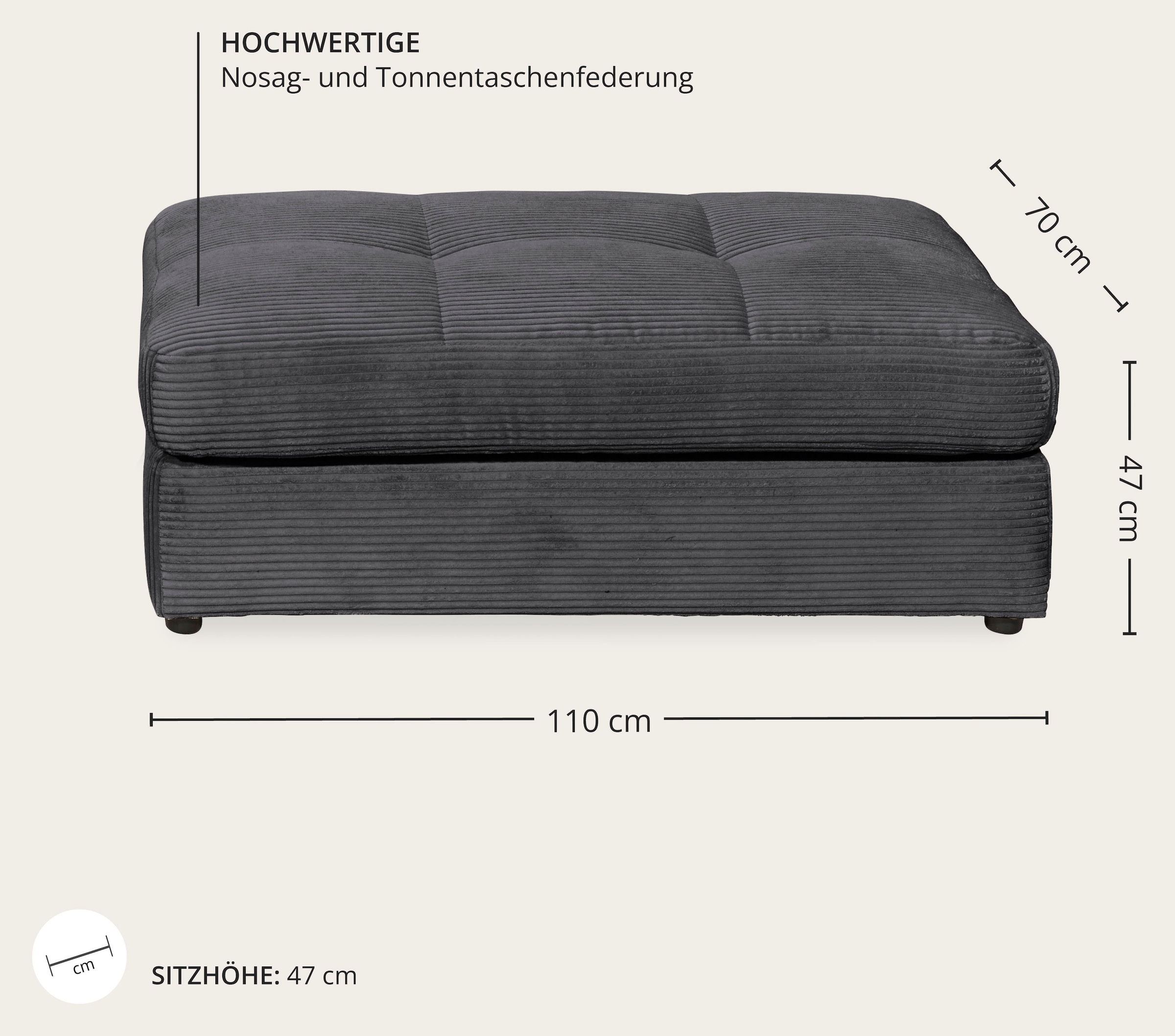 ED EXCITING DESIGN 3-places »Jasper Mega-Sofa, bequem, viel Platz, Breite 265cm, Tiefe 122cm«