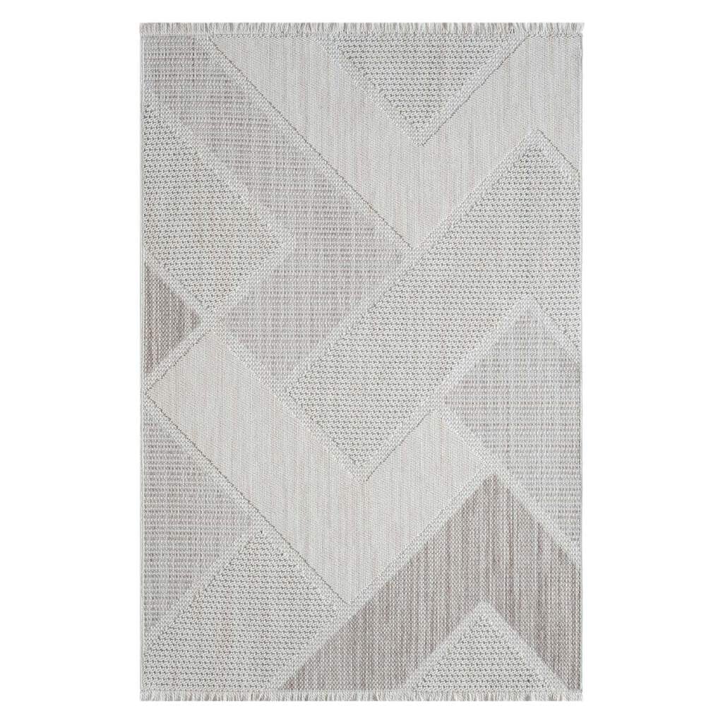Carpet City Teppich »LINDO 8877«, rechteckig, 11 mm Höhe, Kurzflor, Hochtief-Muster/ 3D-Effekt, Fransen, Boho-Stil, Wohnzimmer