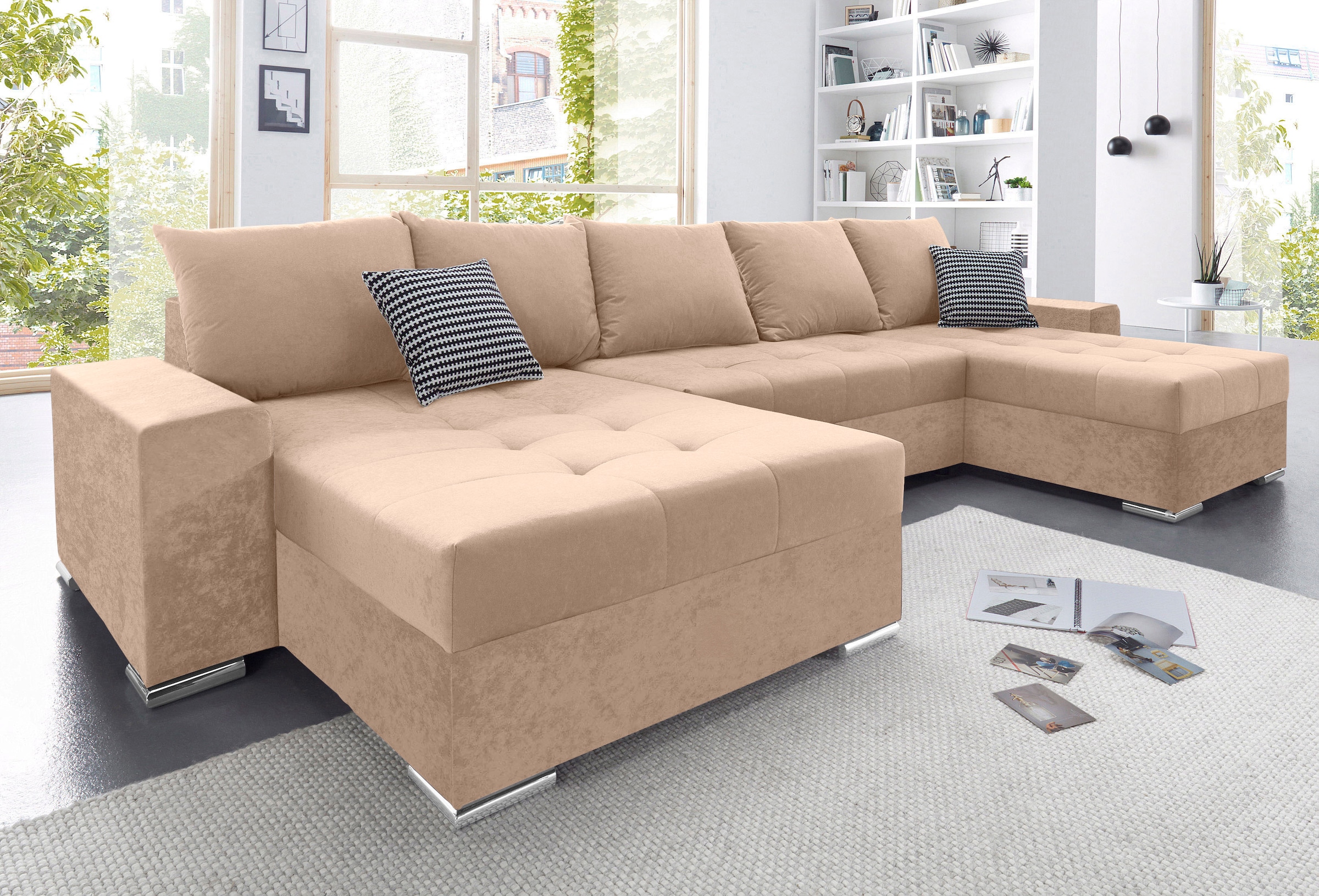Image of COLLECTION AB Wohnlandschaft "Josy XXL U-Form, B: 333 cm, mit 2 Recamieren 77 & 97 cm" Bettfunktion, Bettkasten & 2 Zierkissen, Federkern