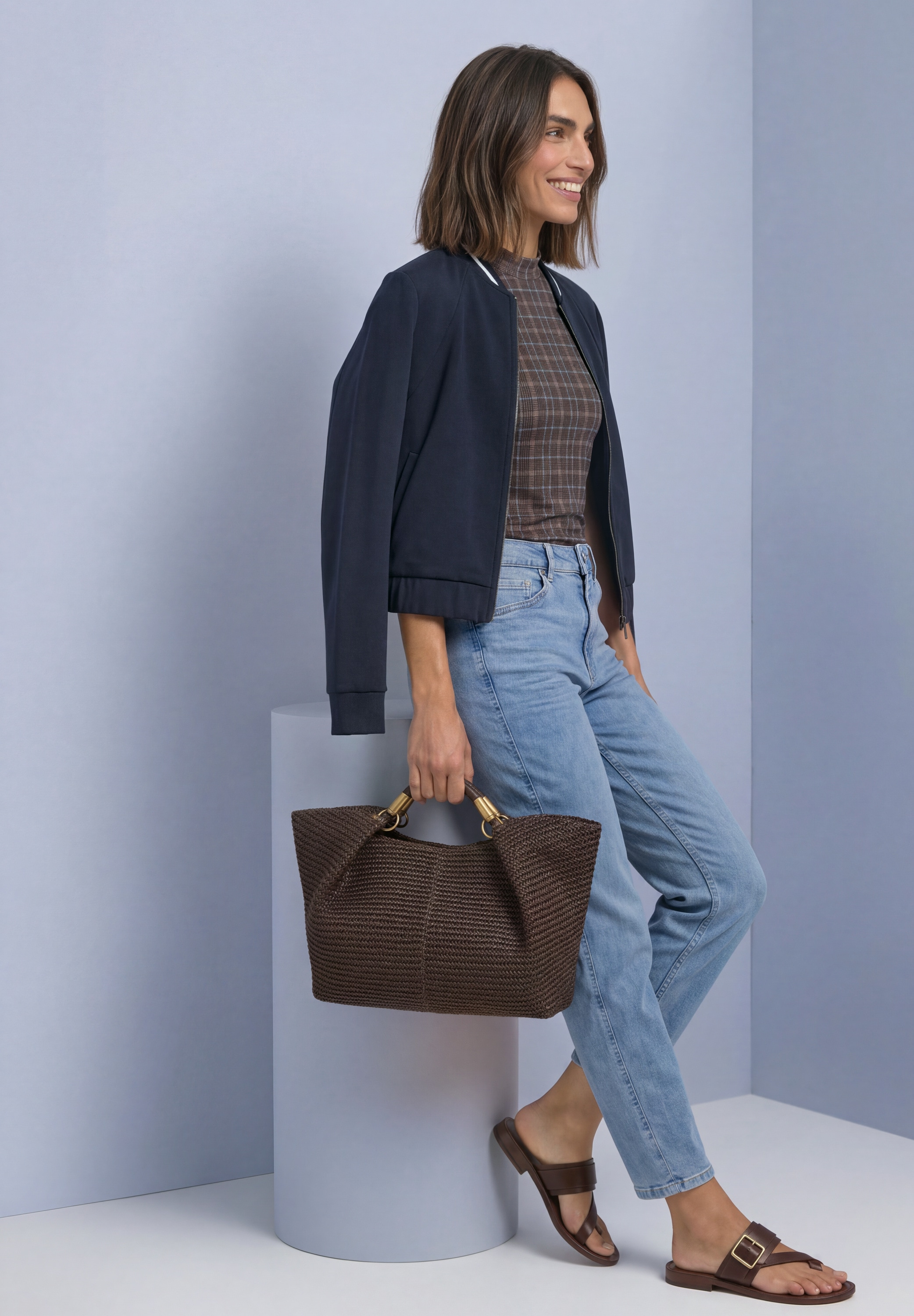 STREET ONE Mesh-Top Turtle Neck Sommer-Top aus Mesh mit Print