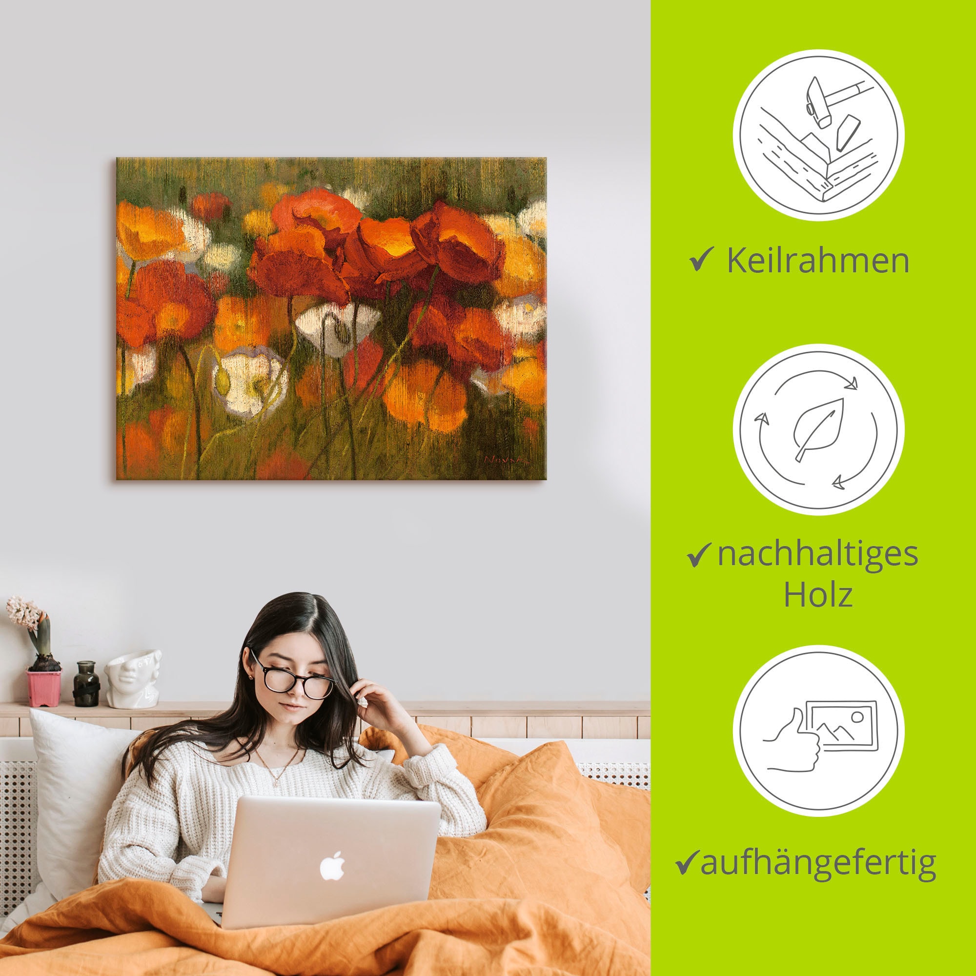 Artland Wandbild »Das starke Rot II«, Blumenwiese, (1 St.), als Leinwandbild, Poster in verschied. Grössen