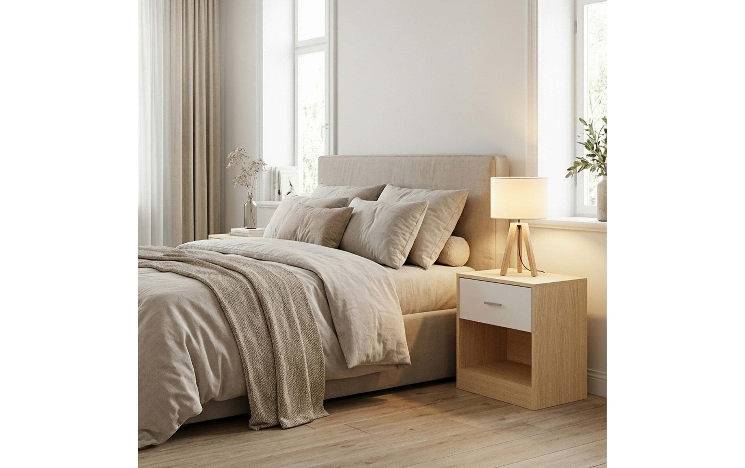 relaxdays »relaxdays Nachttisch 39 x 41 cm,  Weiss/Braun ,  2er Set«