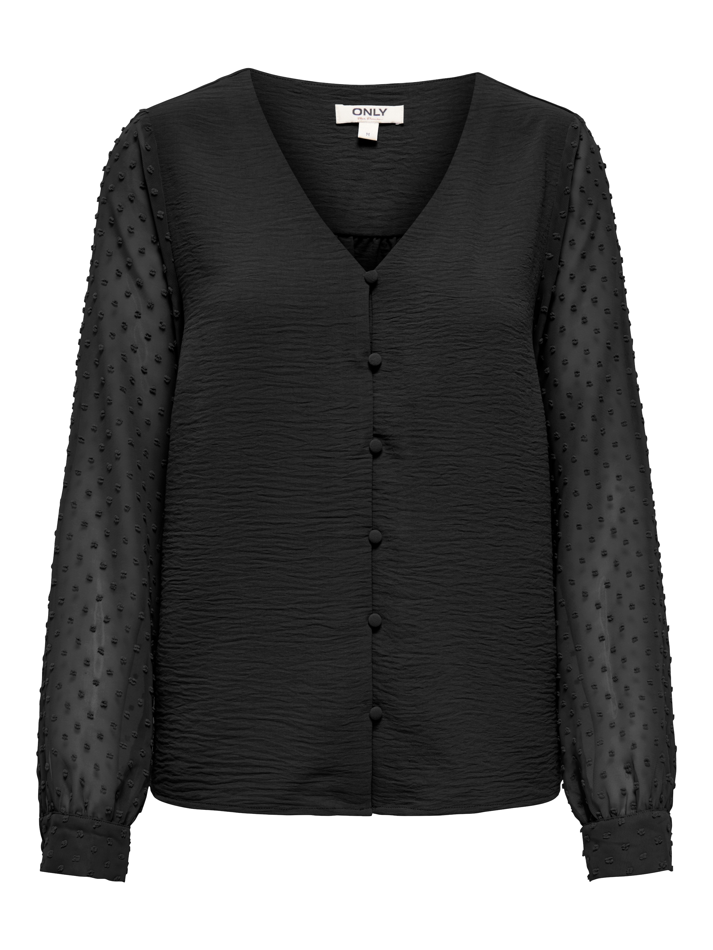 Image of ONLY Langarmbluse "ONLRHODES METTE L/S DOBBY VNECK TOP WVN" Kunstfaser, regular fit, V-Ausschnitt