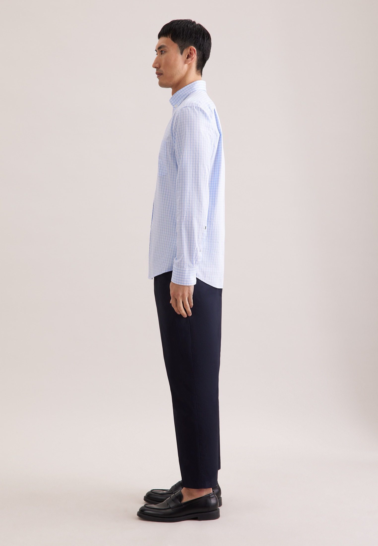 seidensticker Businesshemd Regular 1/1 Button-Down-Kragen Karo