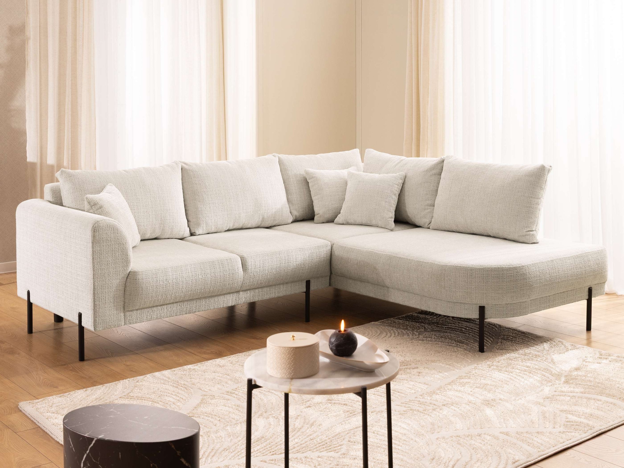 Image of Home affaire Ecksofa "NELLIA L-Form mit Ottomane rechts oder links bestellbar, Breite 231 cm" enthält 5 Rückenkissen, angenehmen Sitzkomfort, belastbar bis 480kg