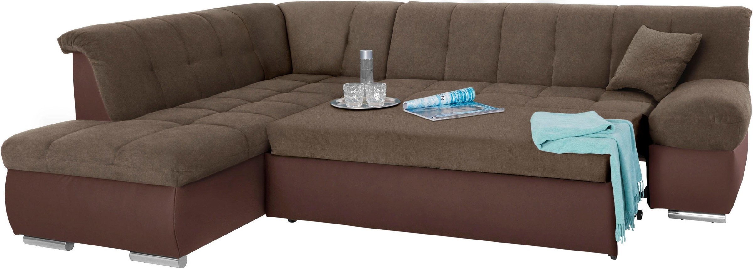 DOMO collection Ecksofa »Mona L-Form«, wahlweise mit Bett- und Armlehnfunktion