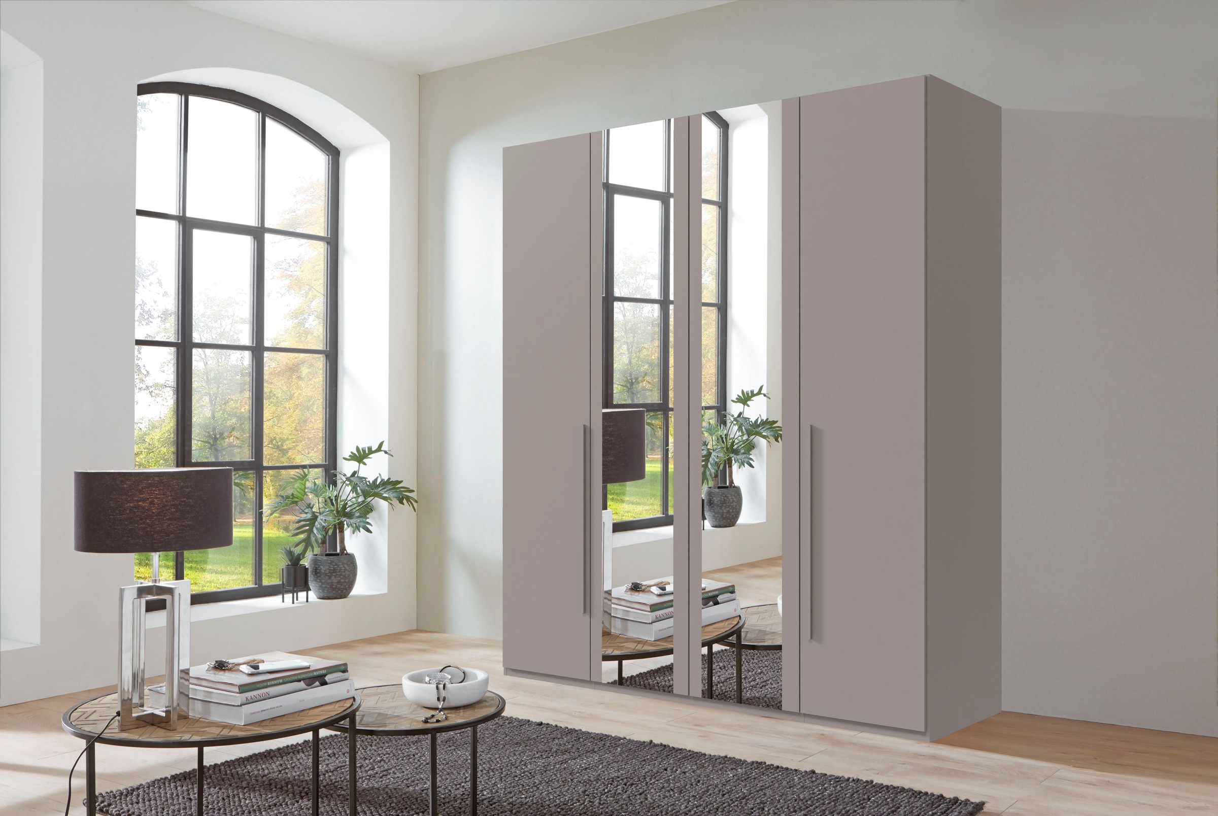 Wimex Drehtürenschrank "London in den Breiten 180cm, 225cm und 270cm erhältlich, inkl. Spiegel" Kleiderschrank wahlweise mit Basic- o. Premium-Ausstattung erhältlich