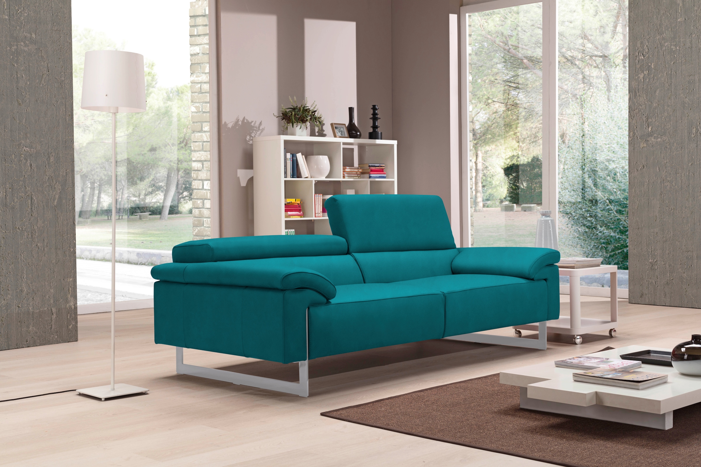 Image of Egoitaliano 2,5-Sitzer "Malika, Designsofa mit hohem Sitzkomfort, edel und bequem" inkl. Kopfteilverstellung und chromfarbenen Metallfüssen