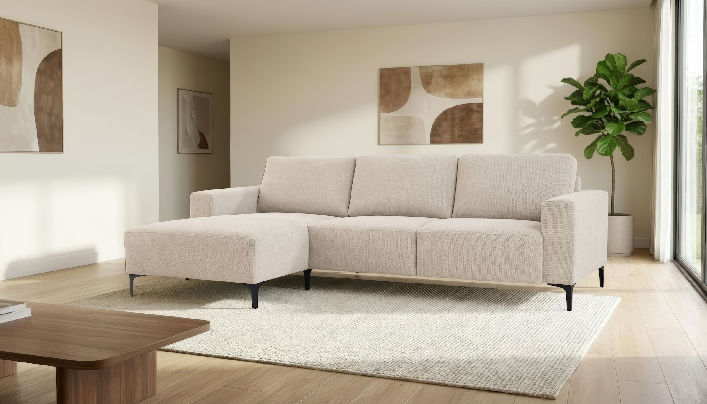 Image of Home affaire Ecksofa "Tournon, L-Form, Breite 262 cm, Webstoff, Chenille" Designsofa im nordischen Stil, Wellenunterfederung, Metallfüsse