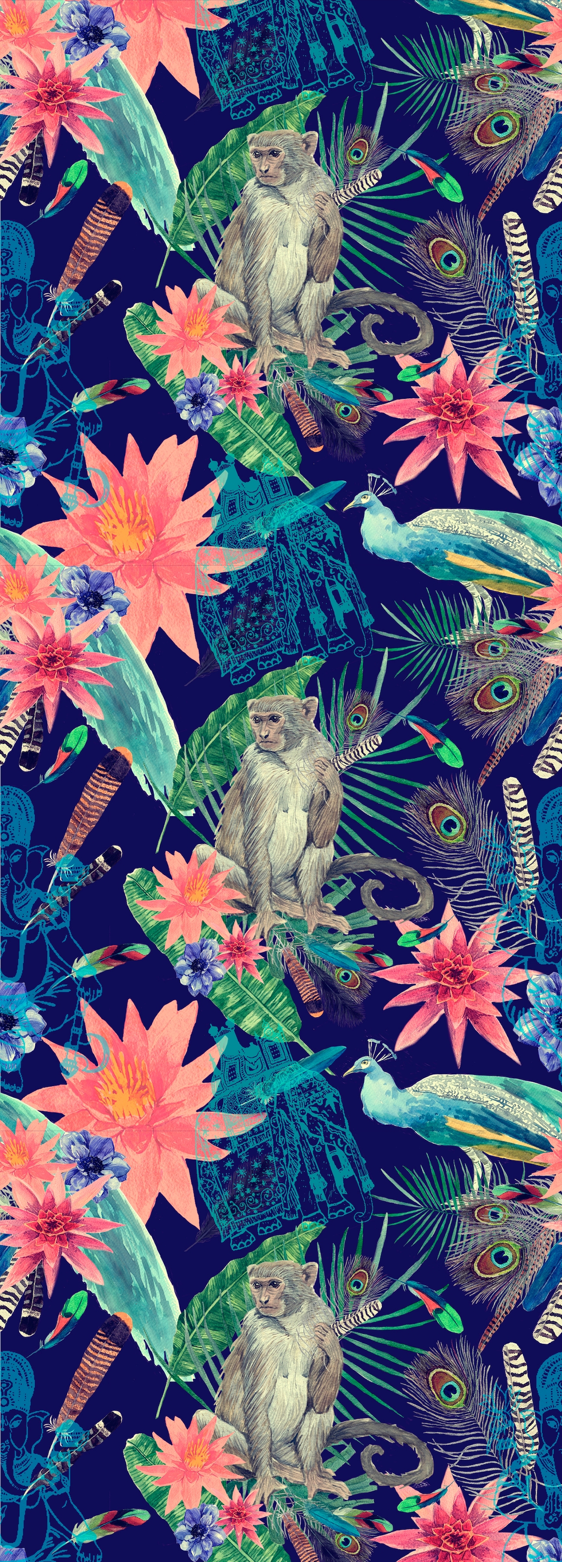 Image of queence Vinyltapete "Ilya" Meer Motiv Strand bedruckt gemustert naturalistisch glatt 90x250cm, selbstklebend, kinderleichte Anbringung, Sticker