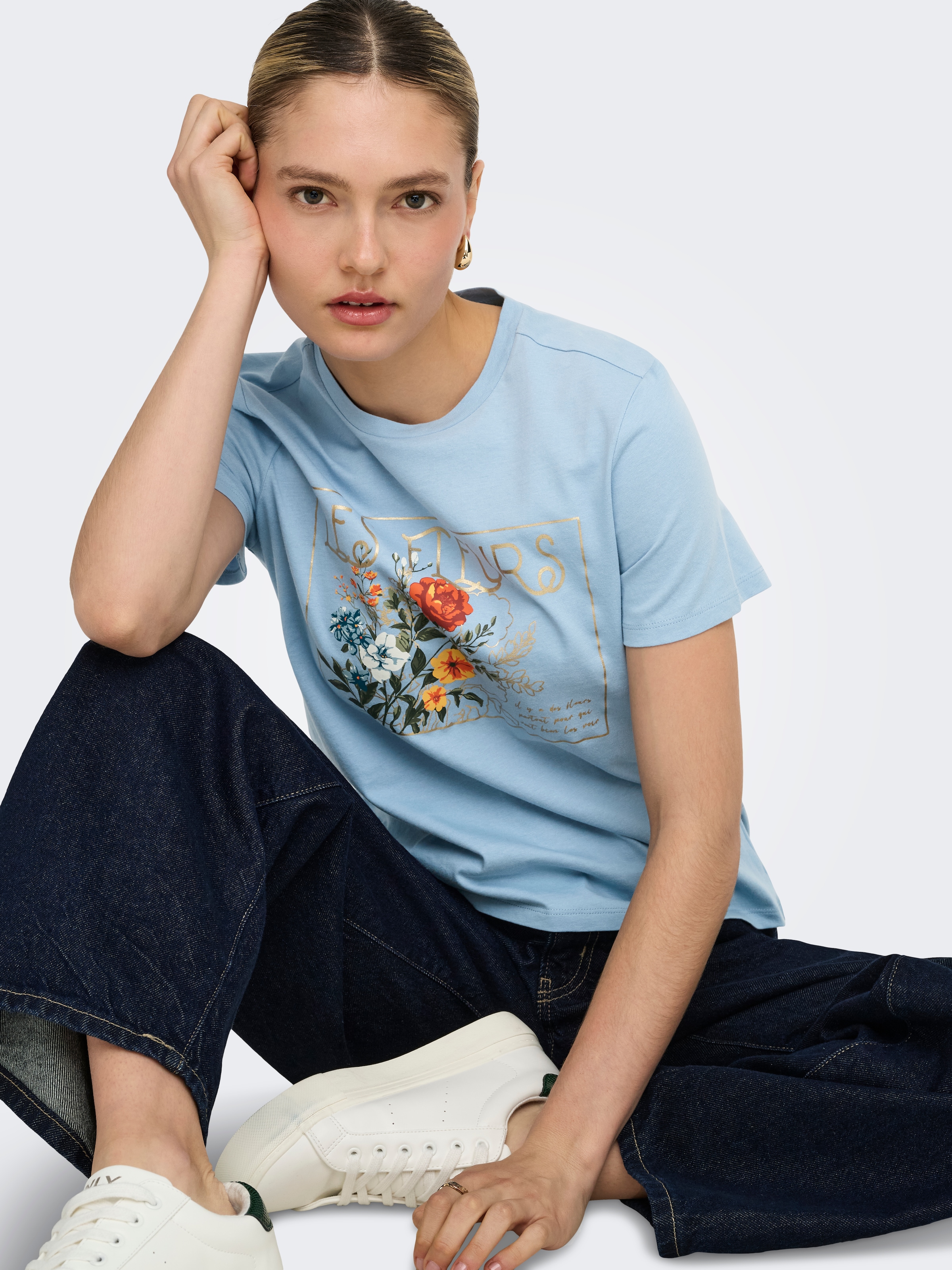 ONLY Kurzarmshirt »ONLAMBERDINE S/S PRINT TOP BOX JRS« Baumwolle, regular fit, Rundhals