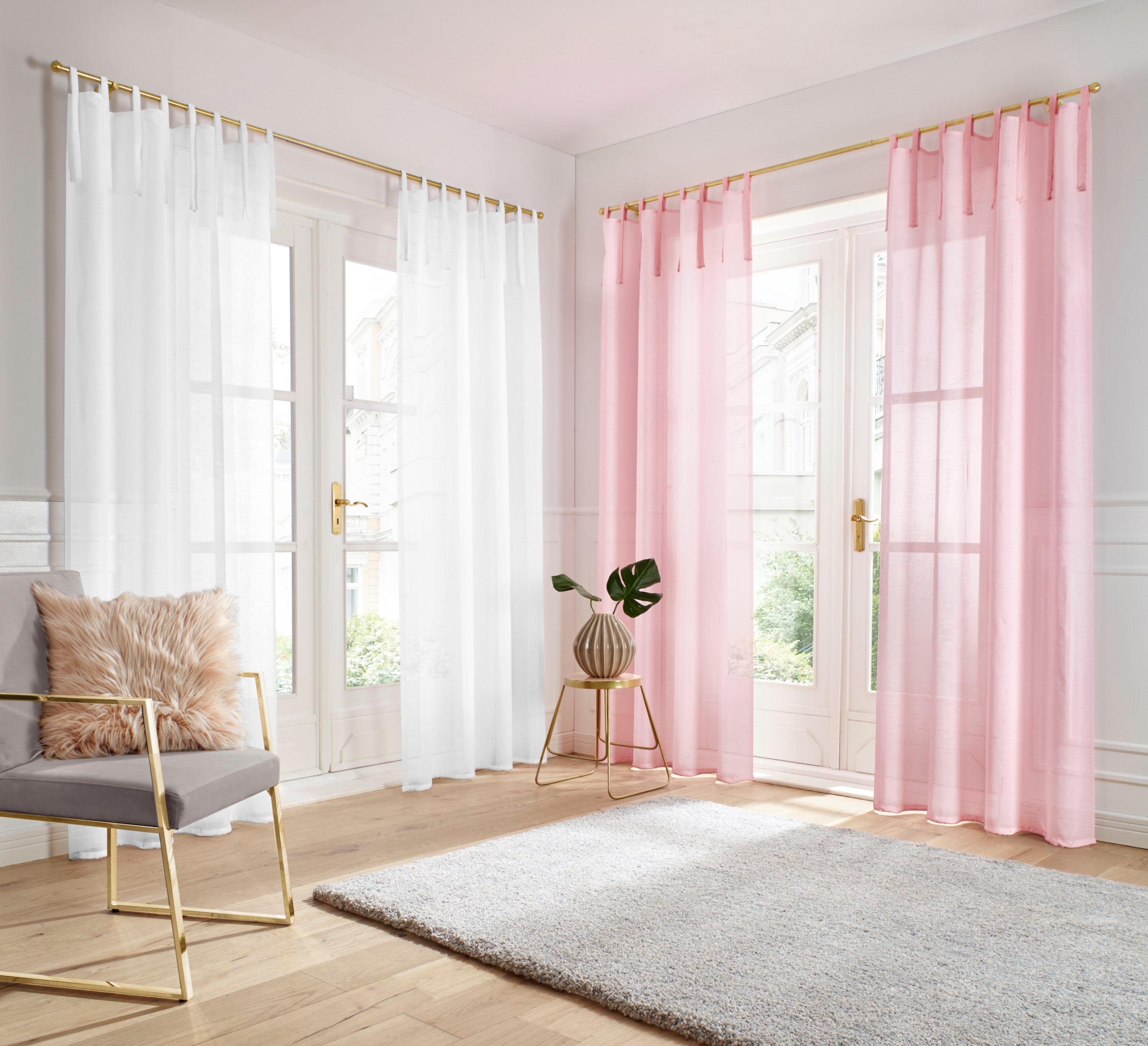 my home Gardine »TENDER«, (1 St.), Leinen Optik mit Struktur, monochrom, Bestseller