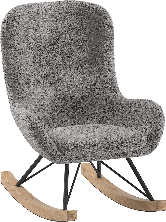 Vipack Chaise à bascule »Rocky, in flauschigem Bouclé Stoff, Kufen aus massiver Buche« () Chaise à bascule pour enfants pour un bercement apaisant, deux couleurs