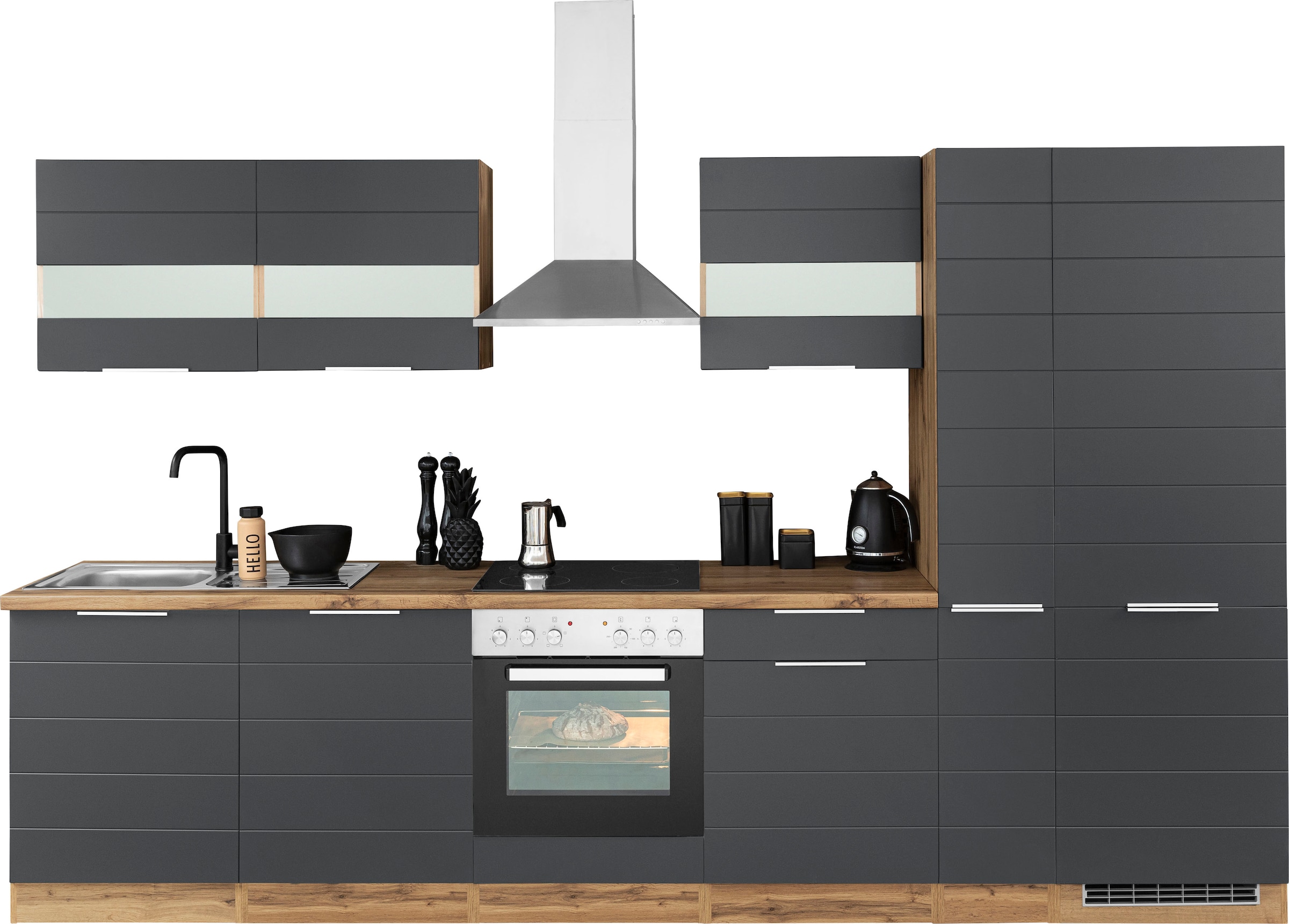 Image of KOCHSTATION Küchenzeile "KS-Luhe" 330 cm breit, wahlweise mit oder ohne E-Geräten, gefräste MDF-Fronten