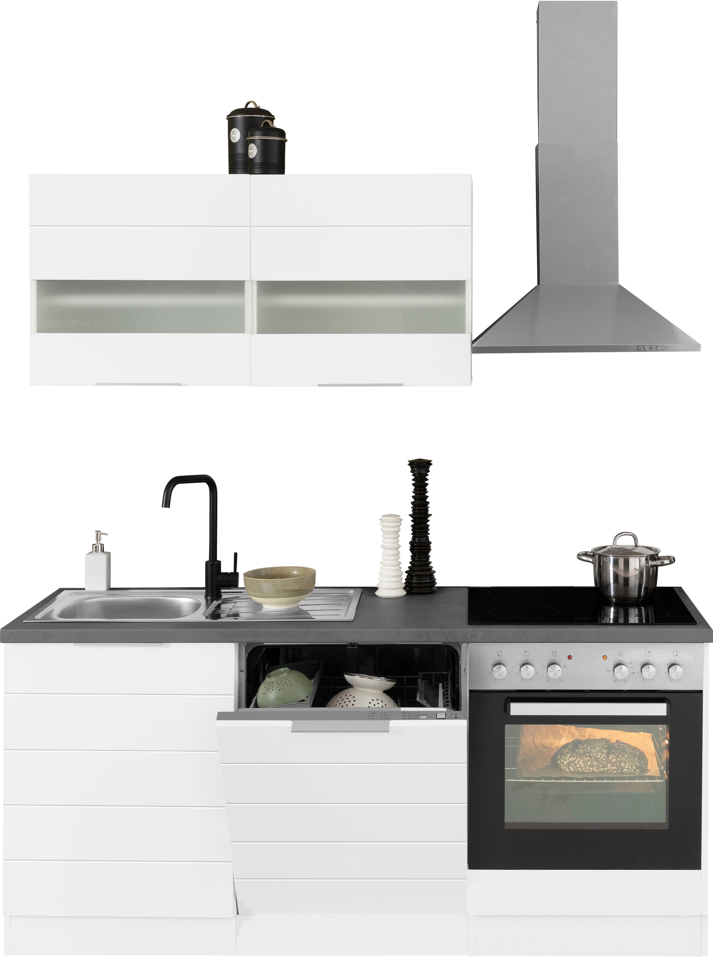 KOCHSTATION »KS-Luhe« 180 cm de large, avec ou sans appareils électriques, façades MDF fraisées