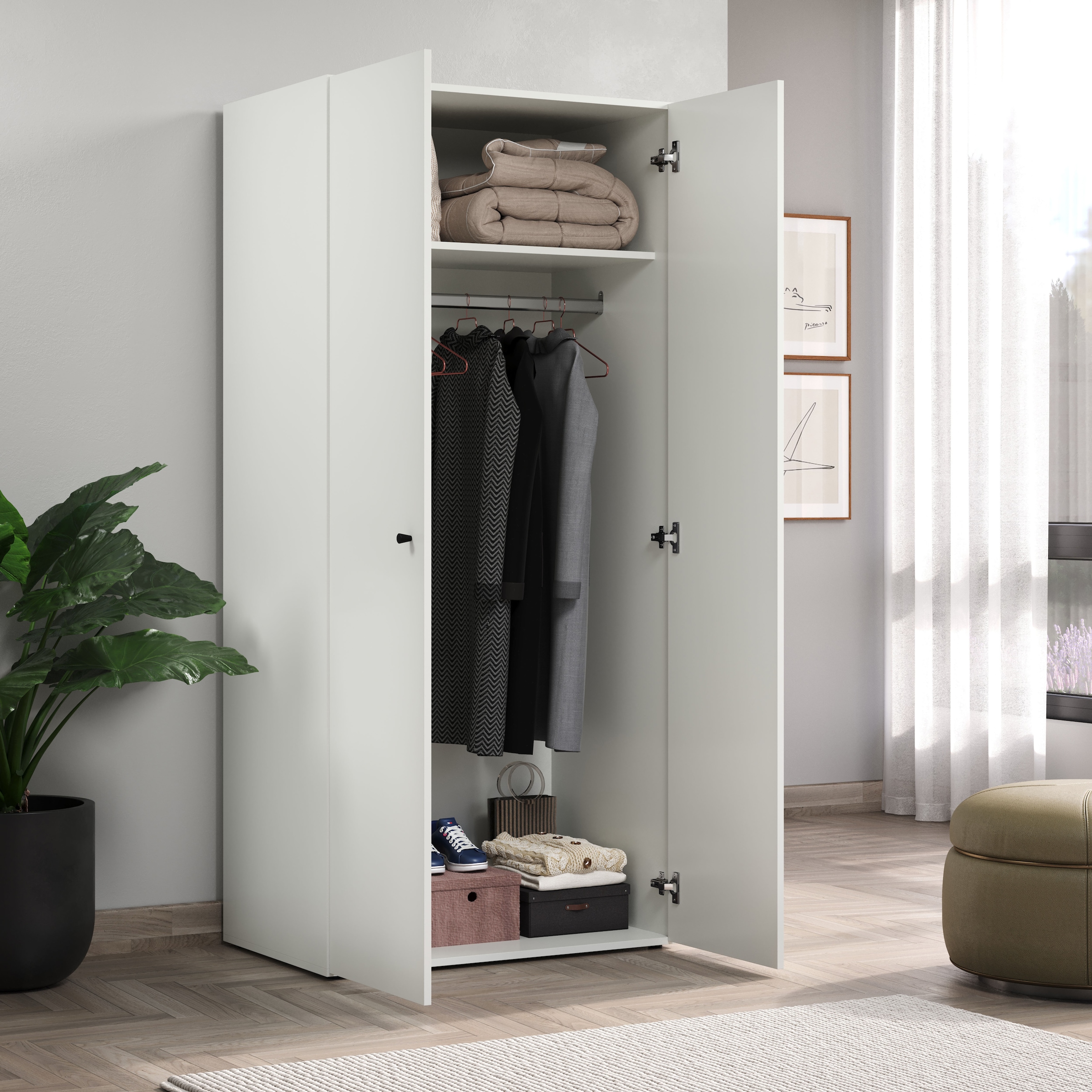 INOSIGN Kleiderschrank »Jersey Schlafzimmerschrank Garderobe Bestseller Schrank«, Drehtürenschrank mit modernen Griffen
