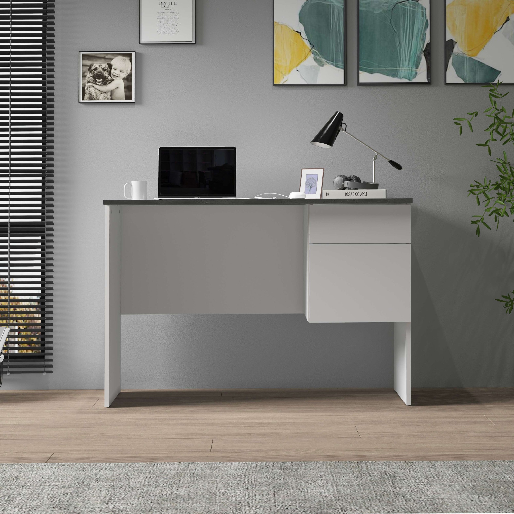 Home affaire Schreibtisch »Sunrise, kleiner Computertisch, Bürotisch« mit 1 Tür & 1 Schublade, Tischplatte Breite 110 cm, Made in Italy